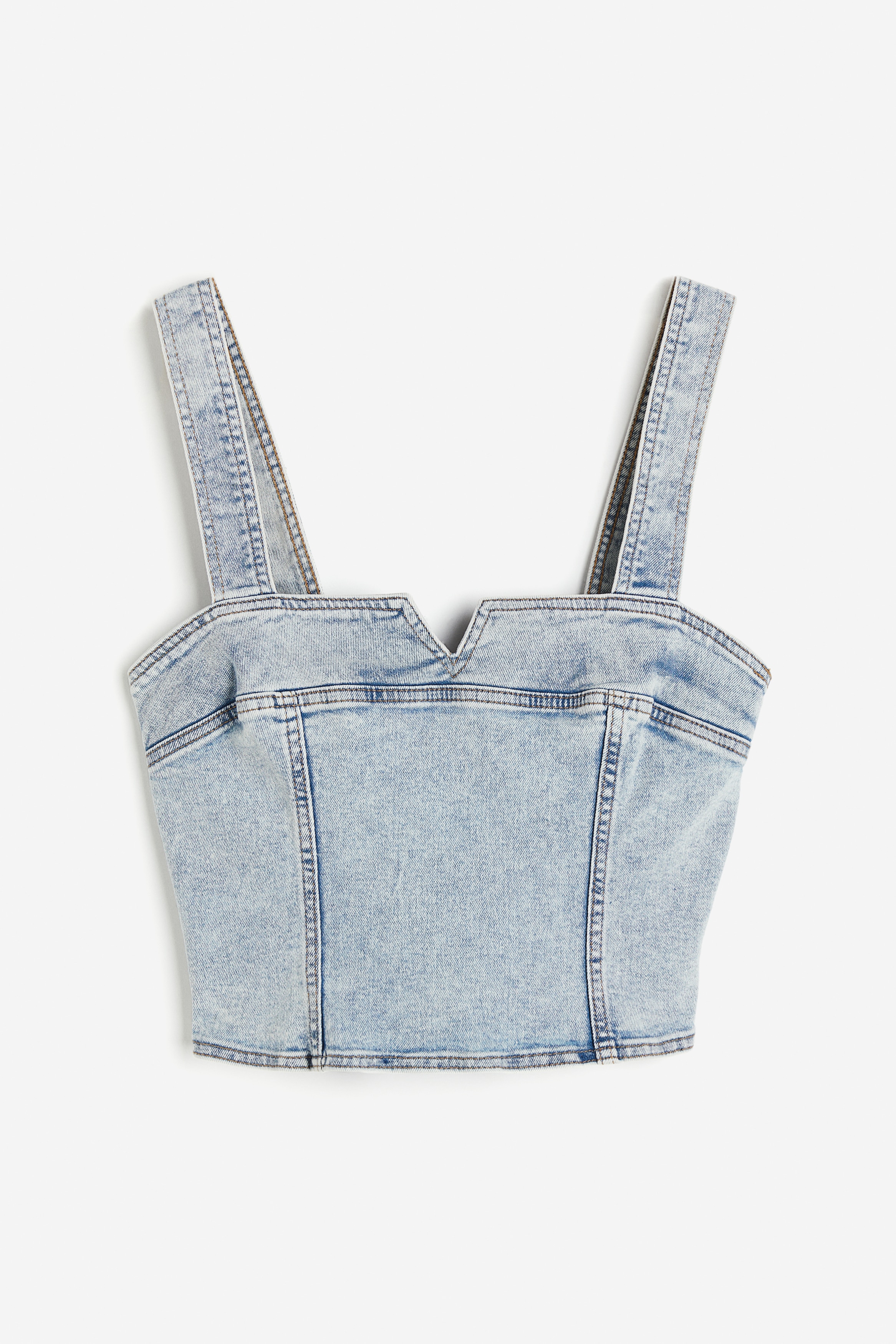Ladies - Pale denim blue Denim corset top - Size: XL  - H&M