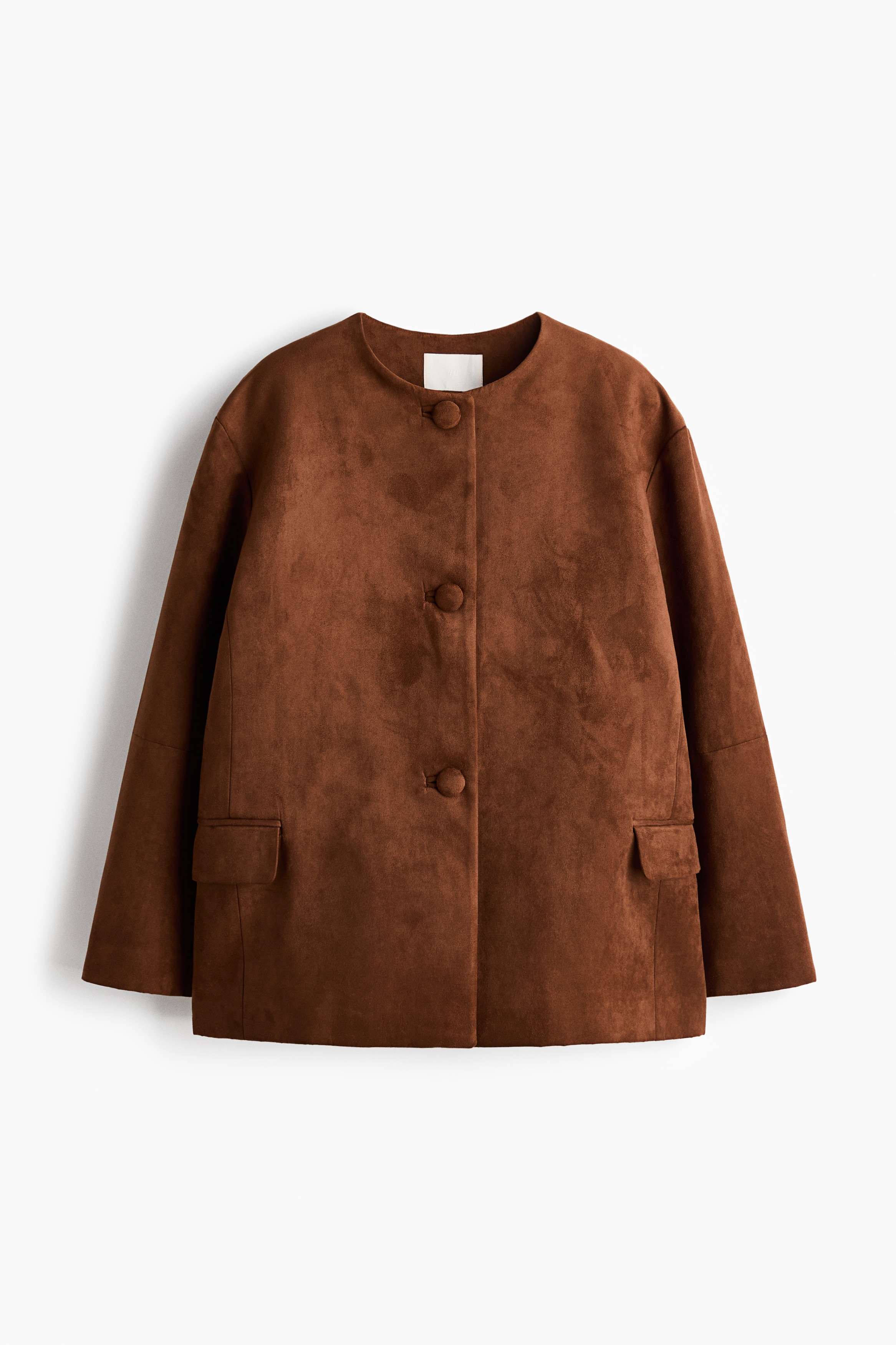 Collarless jacket - Brown