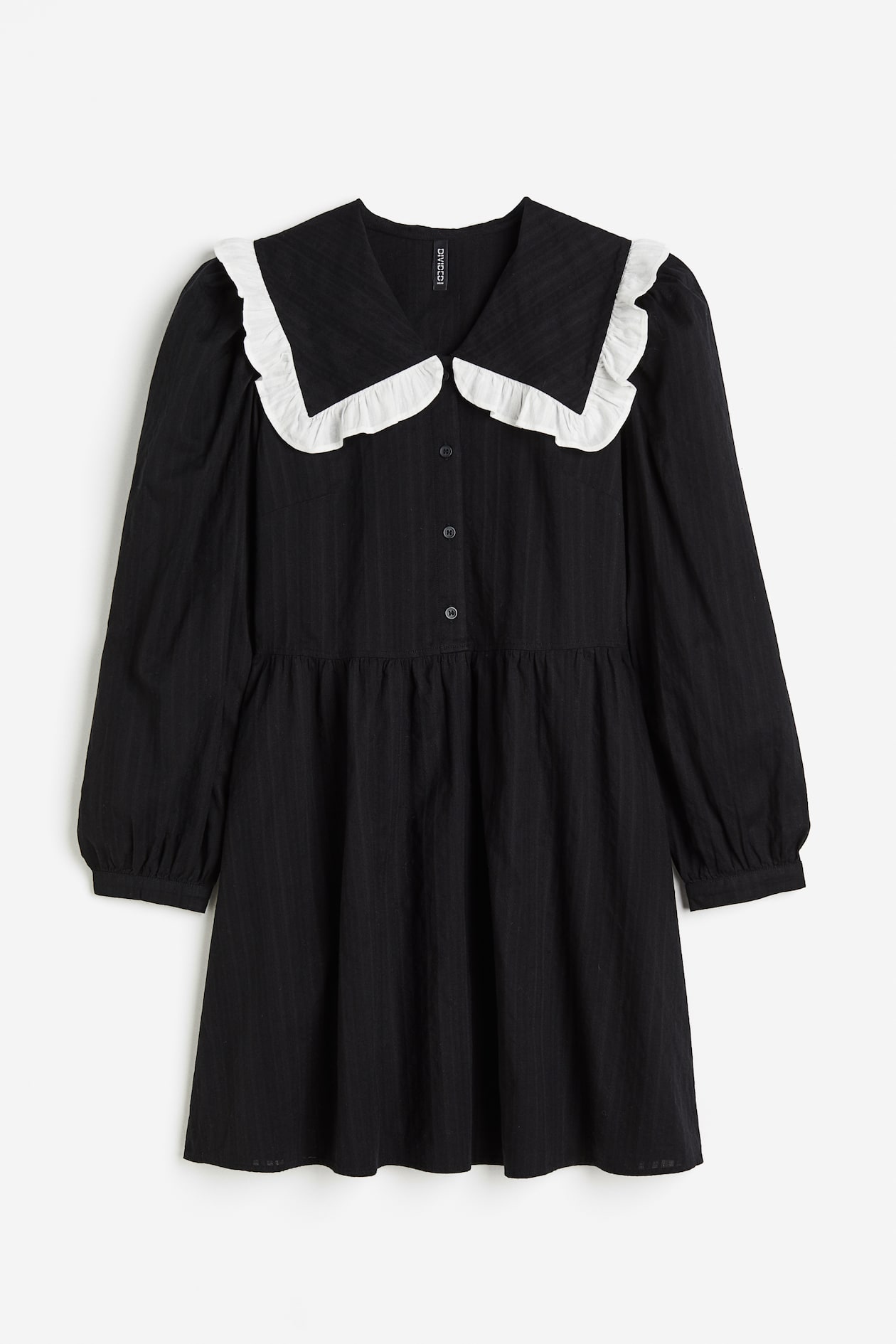 Women's Black Dobby-weave Peter Pan-collared dress | H&M