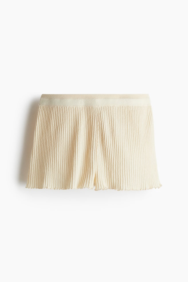 Linen-blend rib-knit shorts - Pale yellow - 1