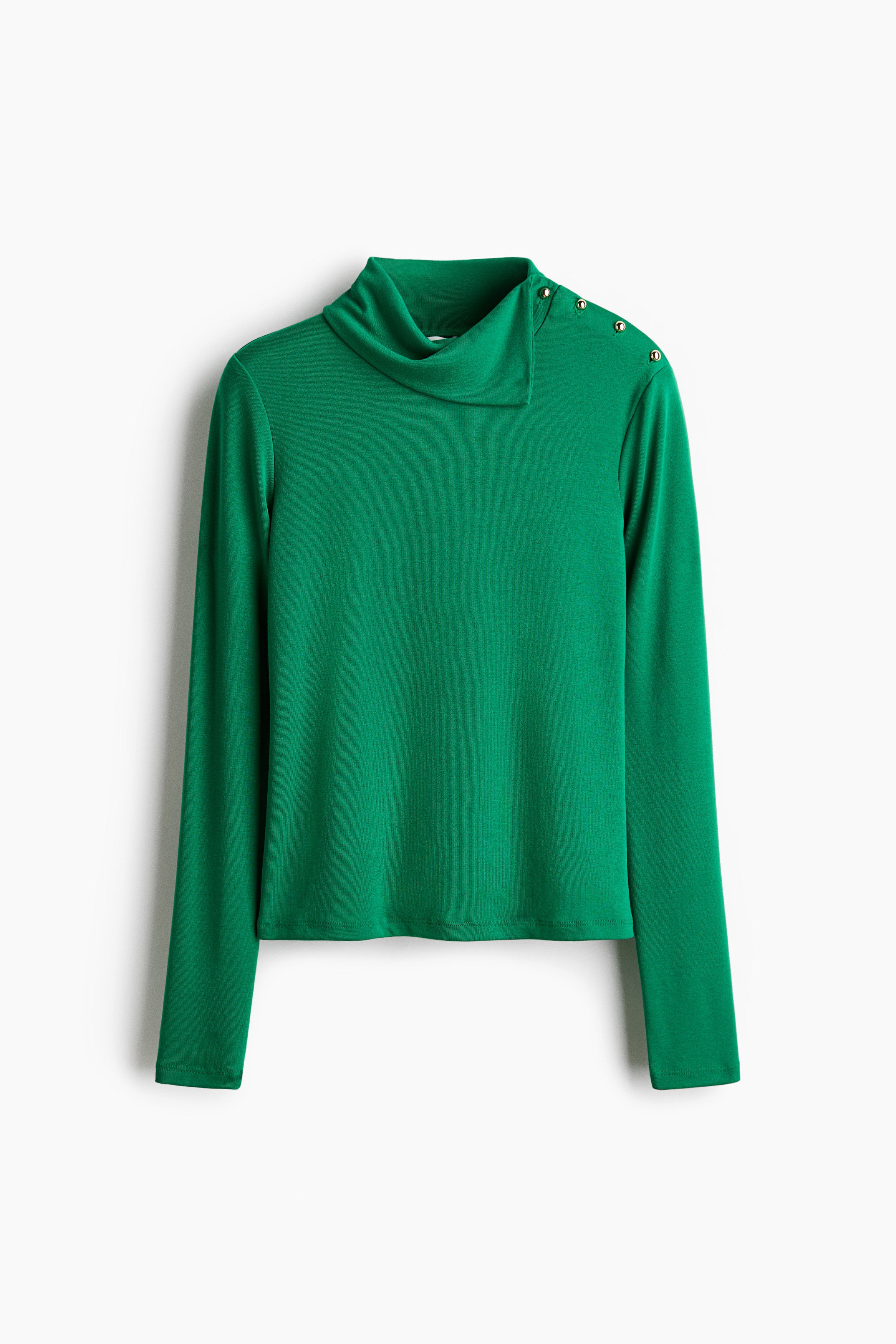 Button-detail roll-neck top