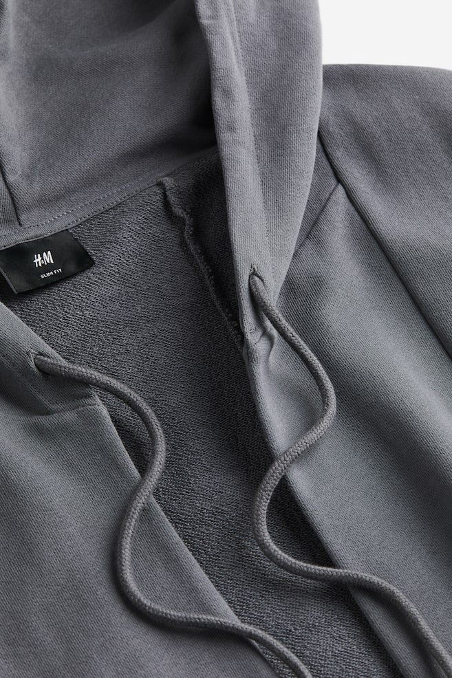 Long, hooded cardigan - Dark grey/Black - 4