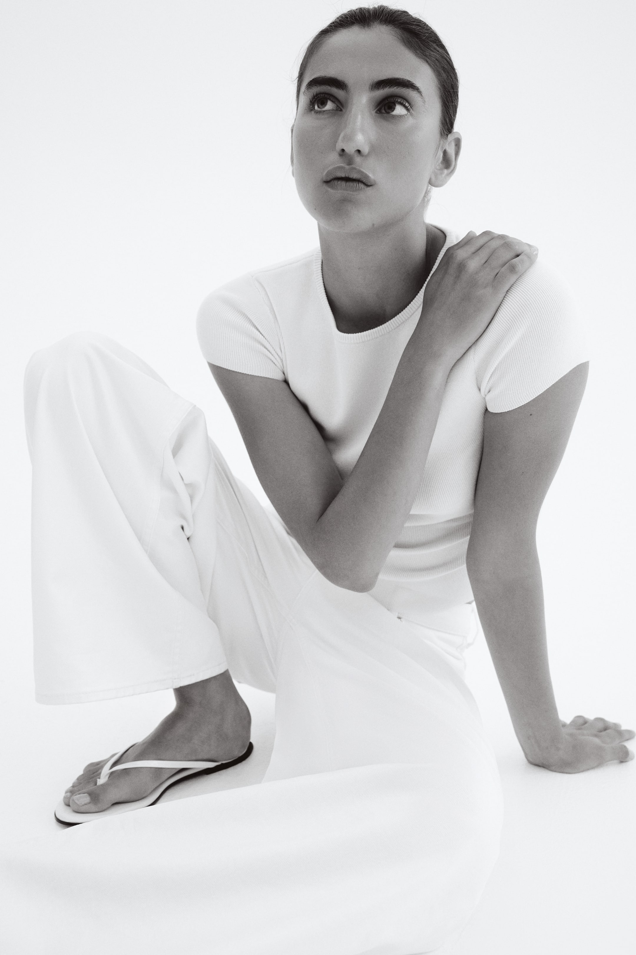 拡大画像を表示: Fine-knit T-shirt - クリーム - レディース | H&M JP 2