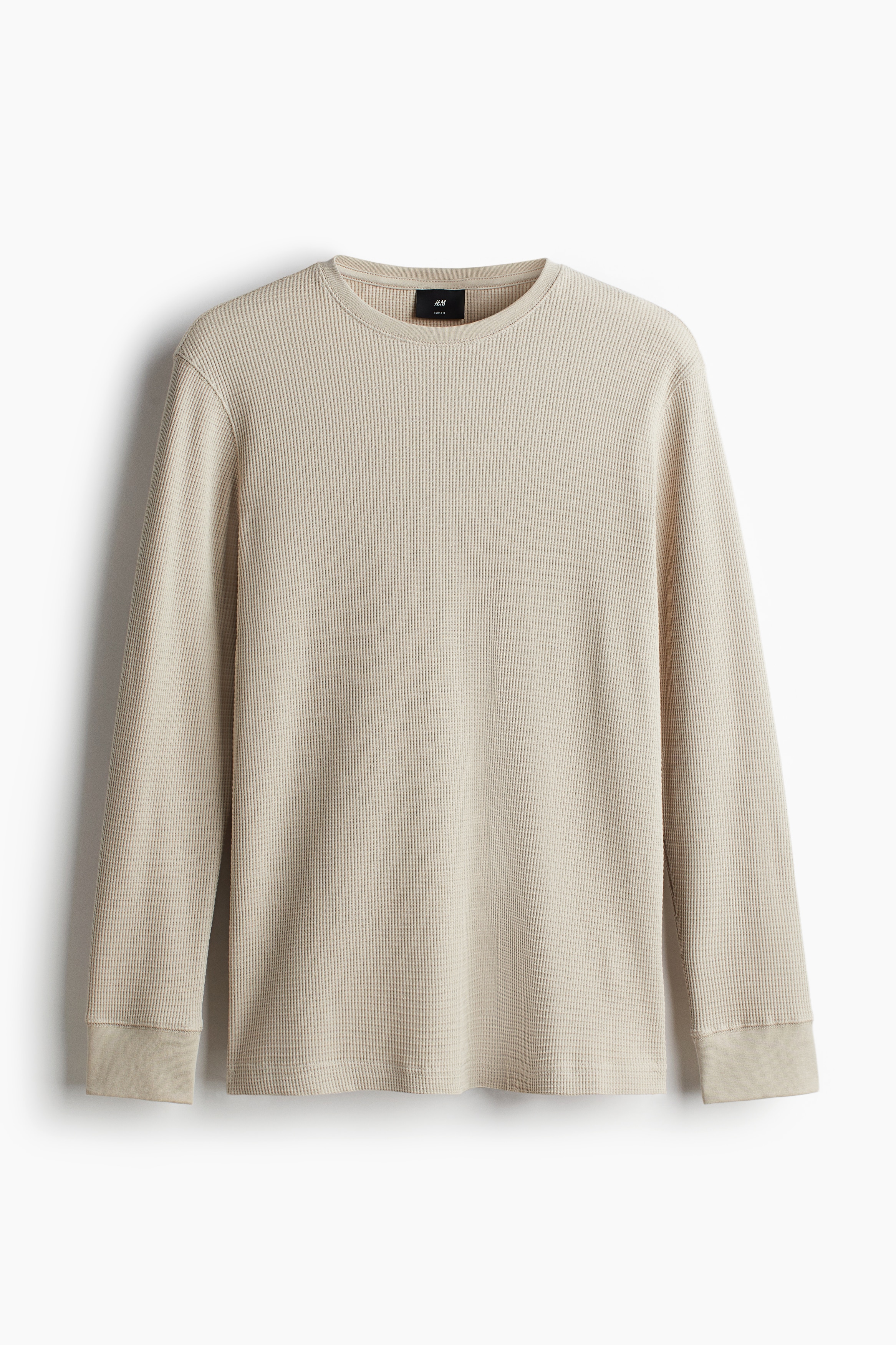 Shirt aus Waffeljersey in Slim Fit - Rundausschnitt - Langarm 