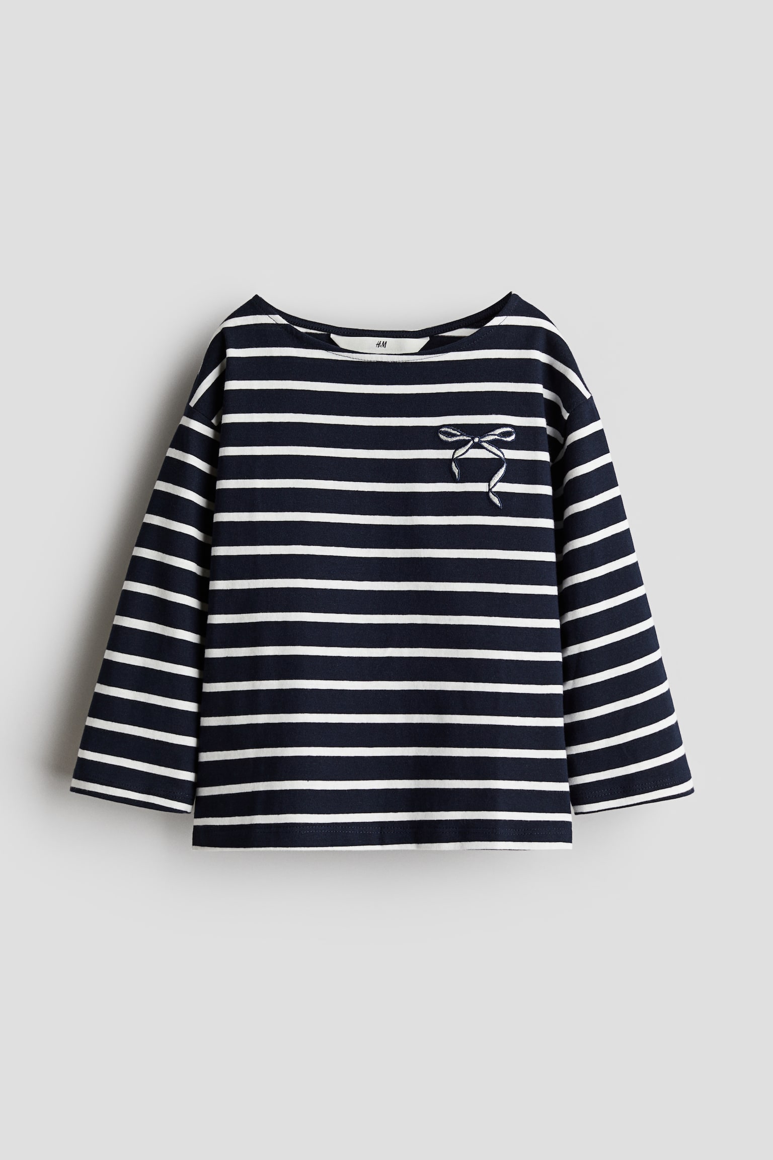 Embroidery-detail cotton top - Navy blue/Striped/White/Red striped/White/Blue striped - 1