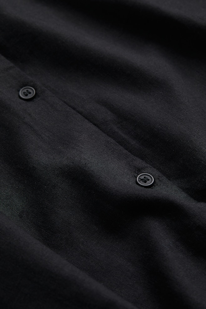Linen-blend pyjamas - Black/Light beige - 5