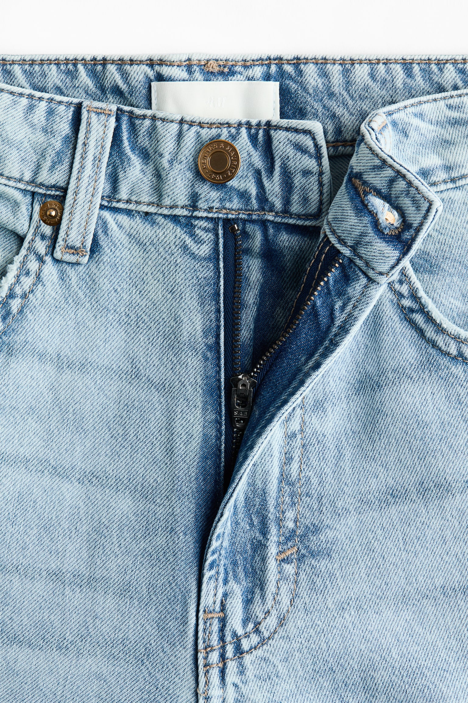 Wide High Waist Jeans - Svetla teksas plava/Tamna teksas plava/Teksas plava/Teksas plava/Bela - 4