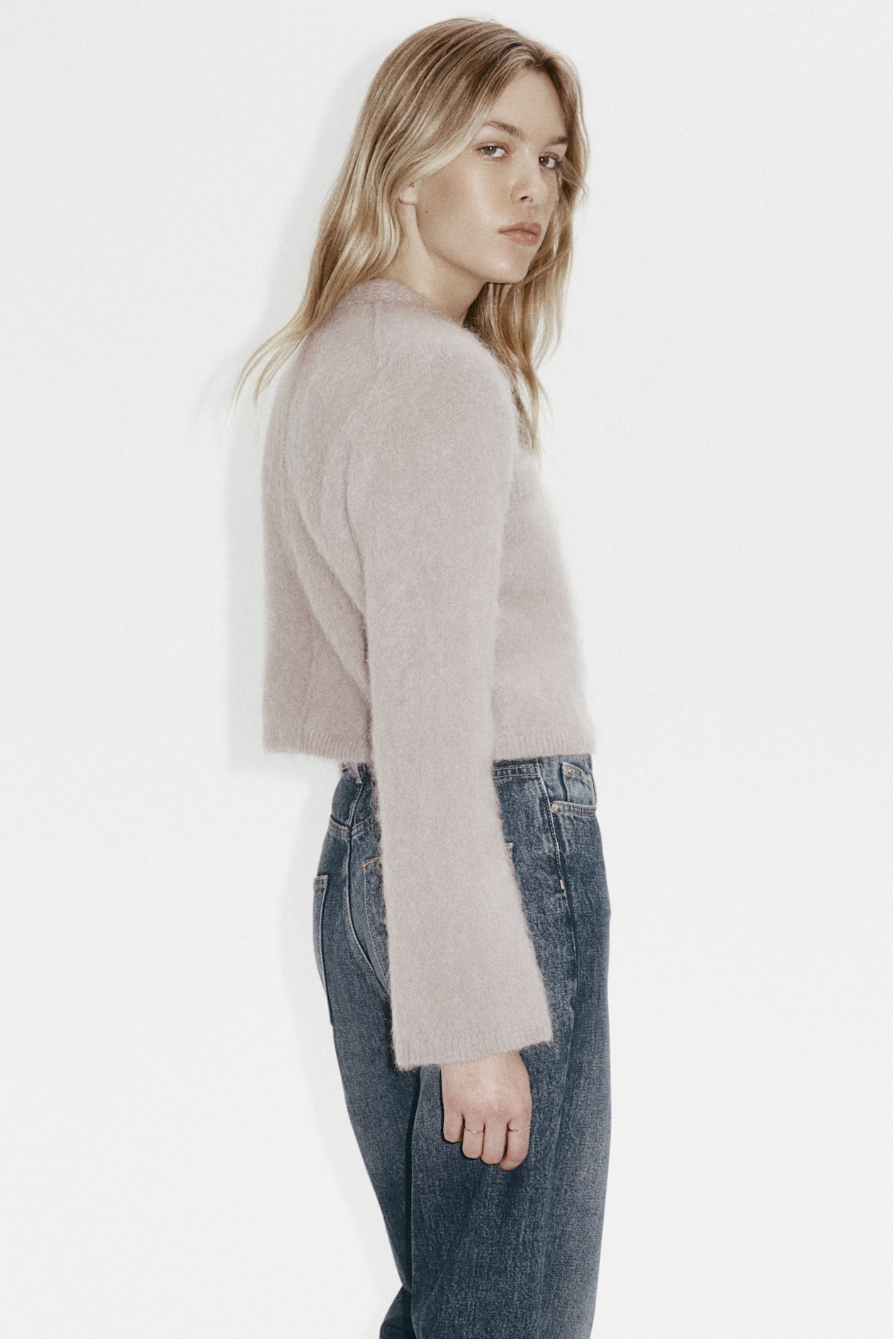 Mohair-Blend Cardigan with Shoulder Pads - image 2
