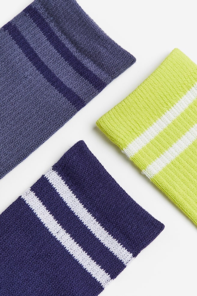 3-pack DryMove™ sports socks - Dark blue/Striped/White/Black/Black/Striped/White/Striped - 2