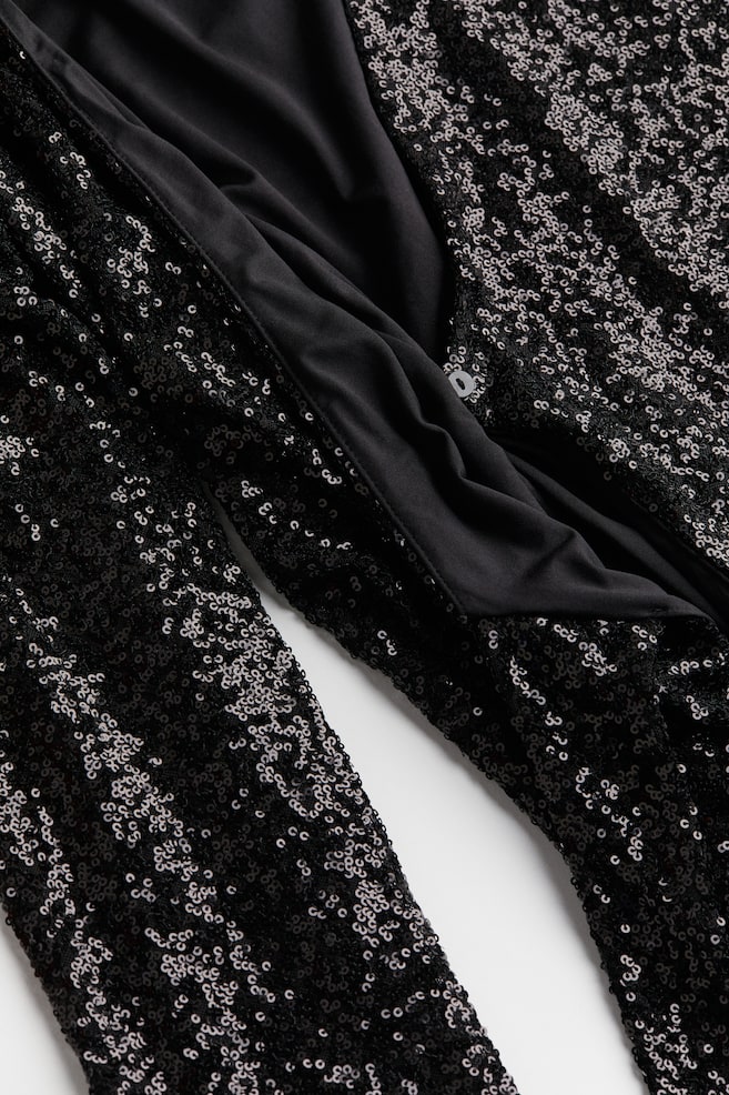 Sequined wrap dress - Black - 5