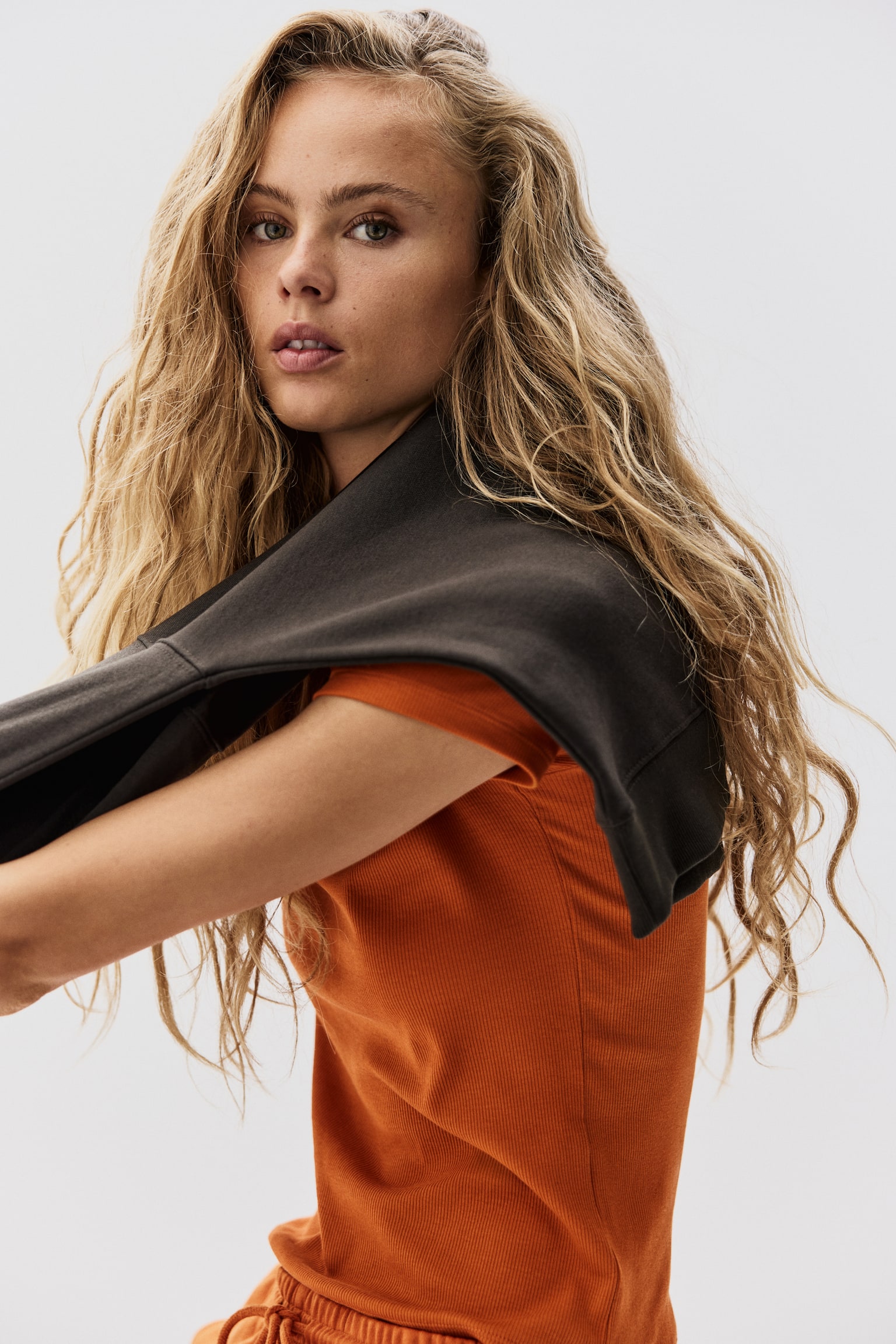 Áo thun gân nổi - Màu cam đậm/Màu đen/Màu hồng/Màu trắng - 6