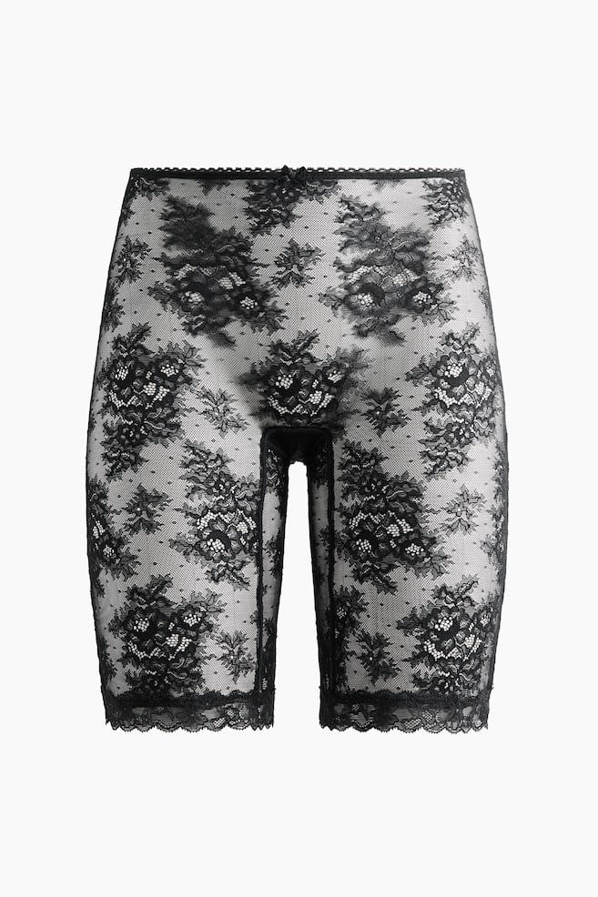Lace biker briefs - Black - 1