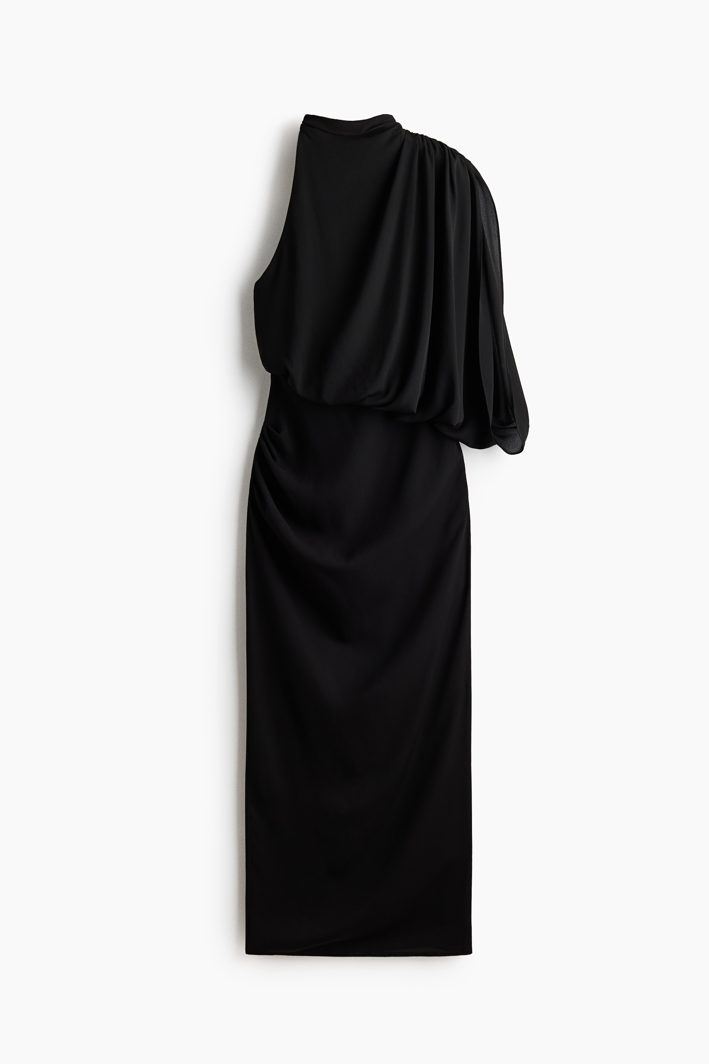 Draped one-shoulder dress - Black