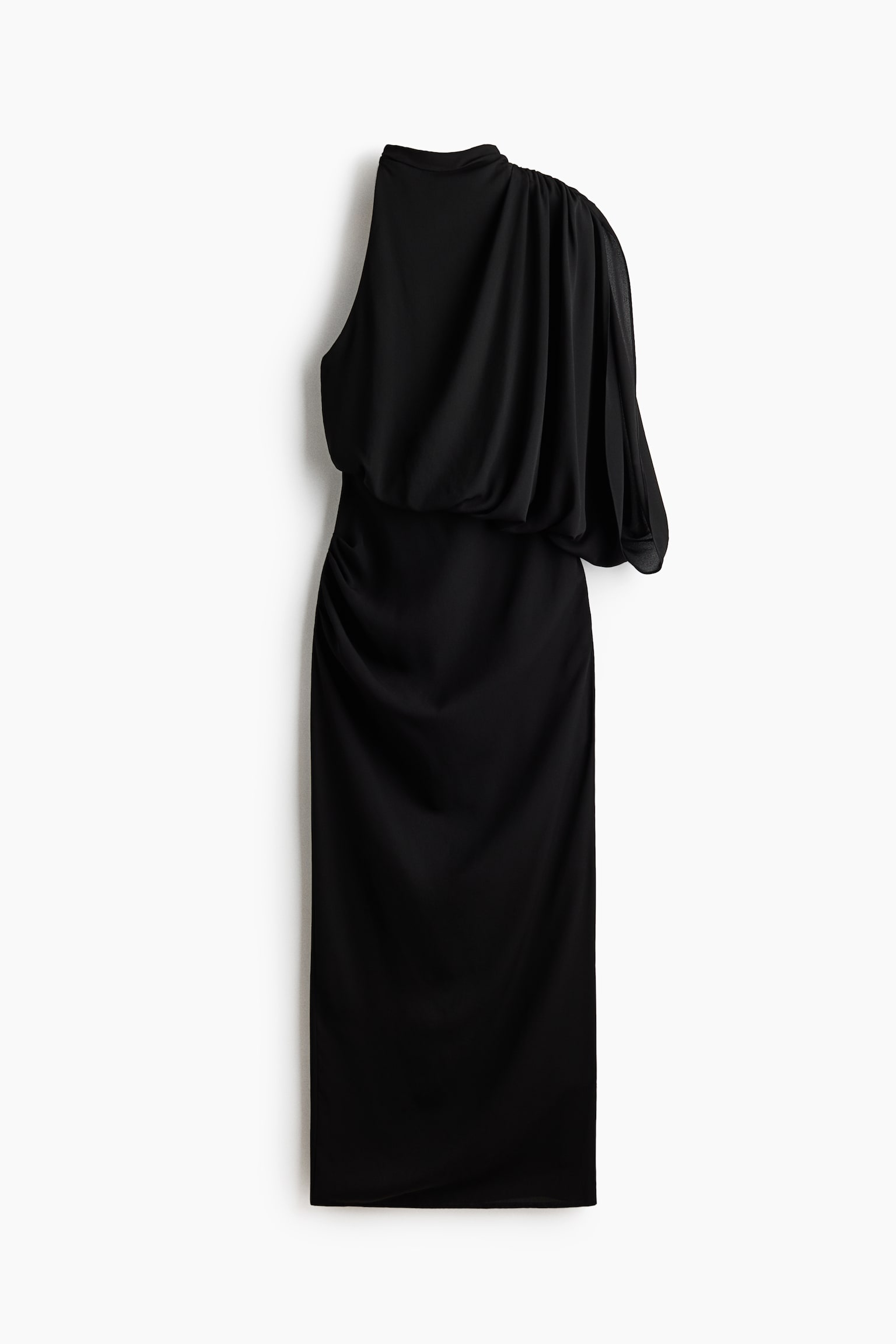 Женское платье H&M Draped One-Shoulder, цвет: Чёрный — фото 1