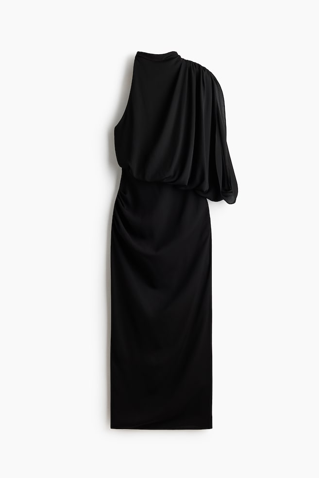 Draped one-shoulder dress - Black - 1