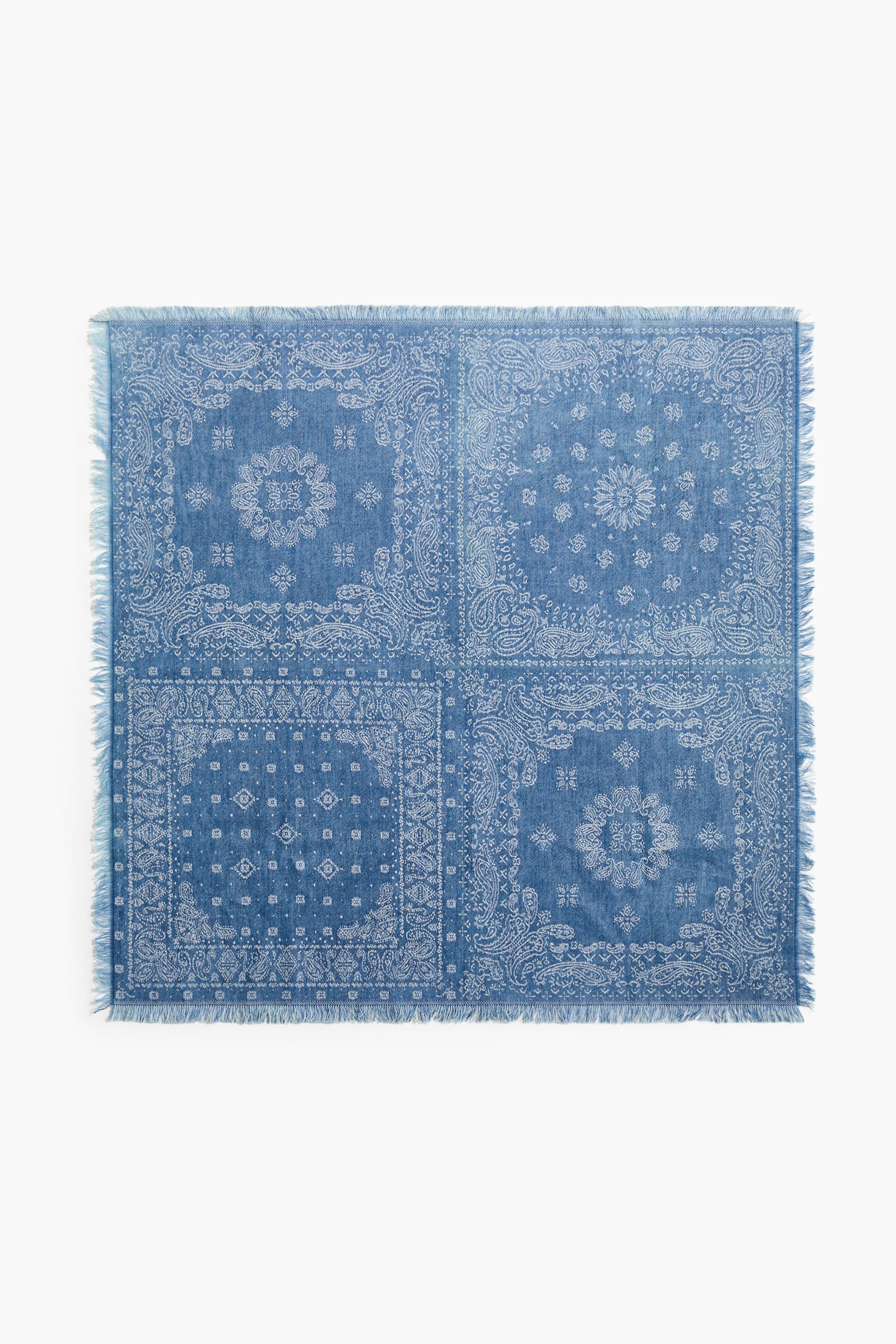 Printed cotton scarf - Blue/Paisley pattern - 6