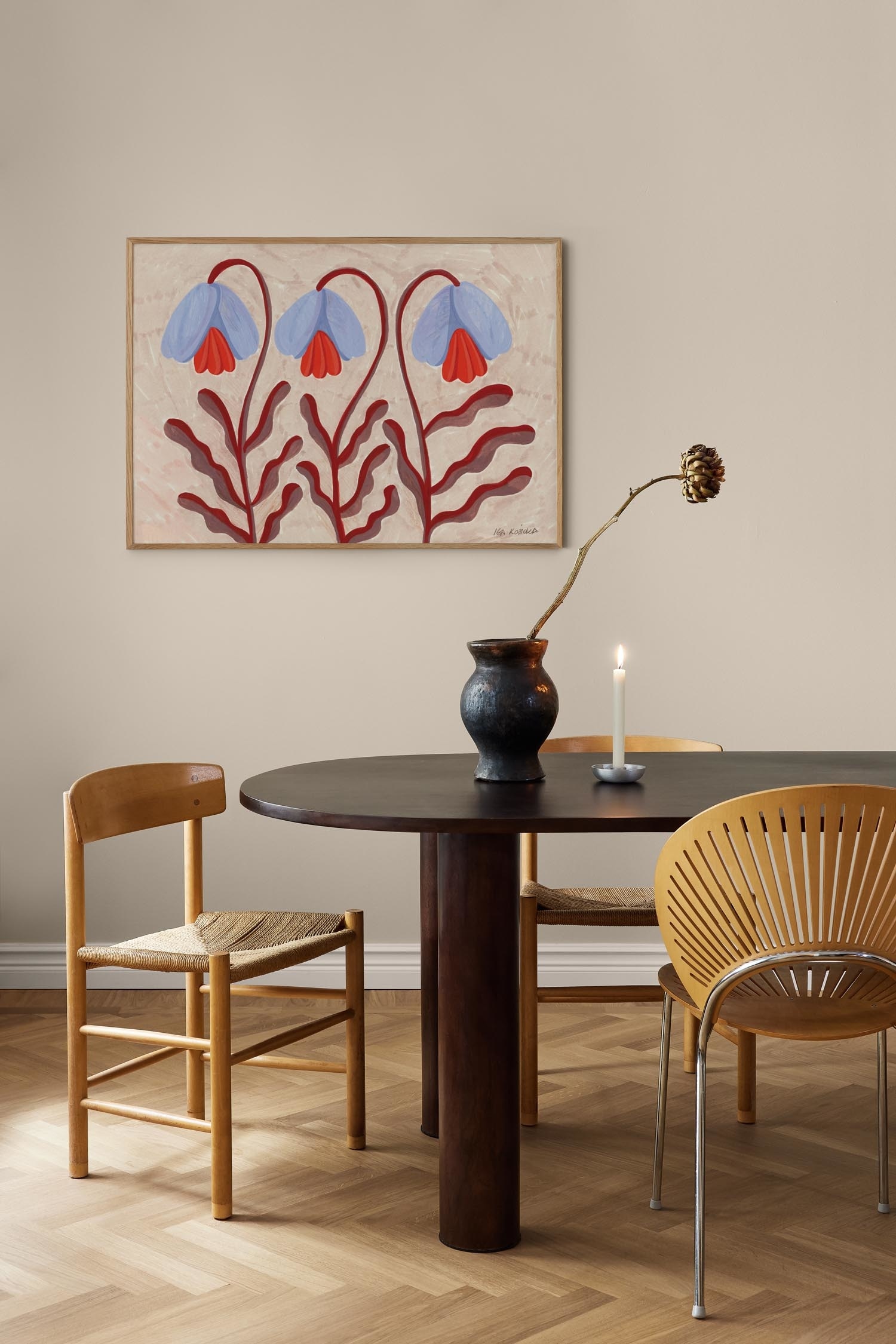 Iga Kosicka Poster - Blue Flowers/Blueberry Dogs/Hukit