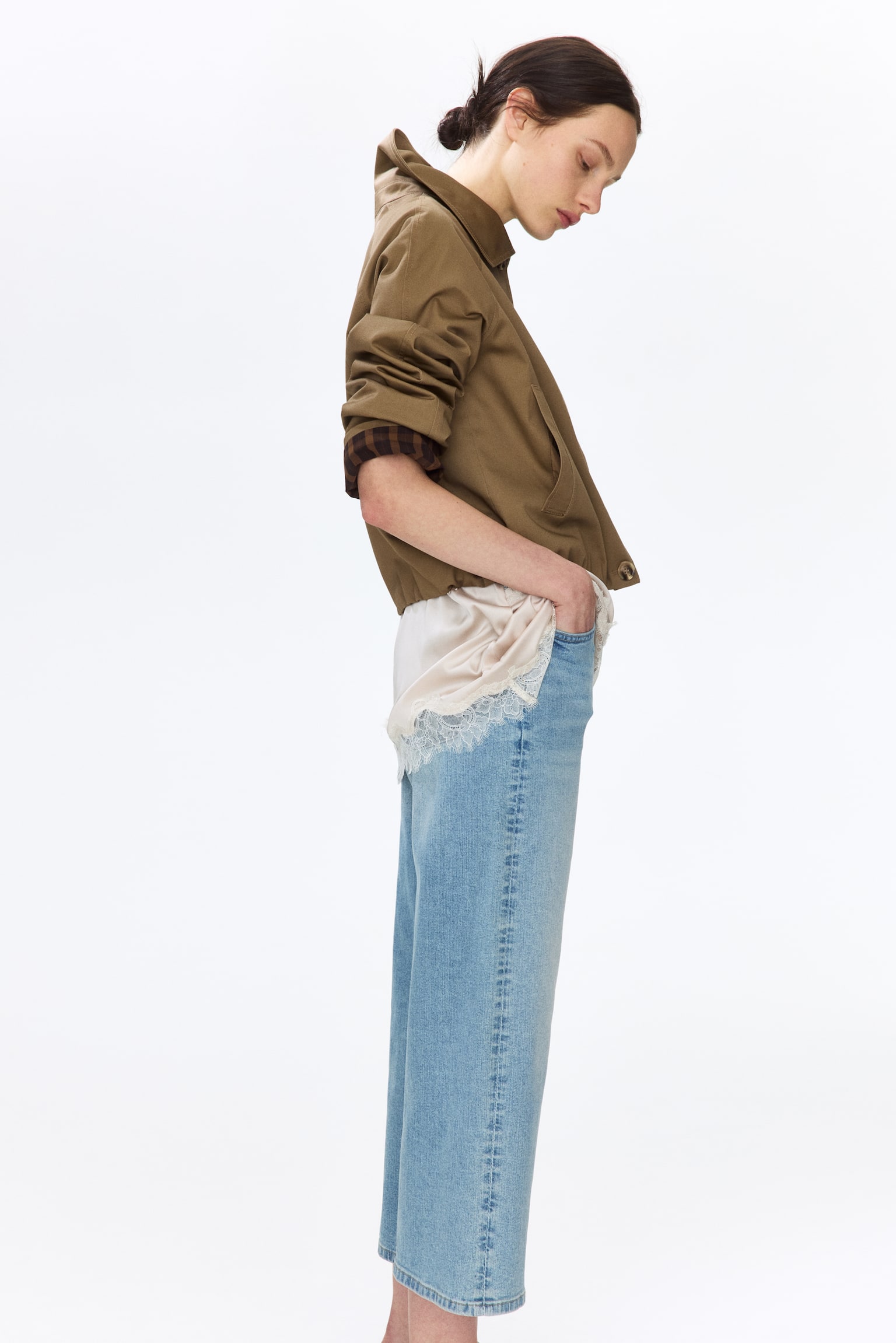 Wide High Waist Ankle Jeans - Light denim blue/White/Dark denim blue/Denim blue/Beige - 7