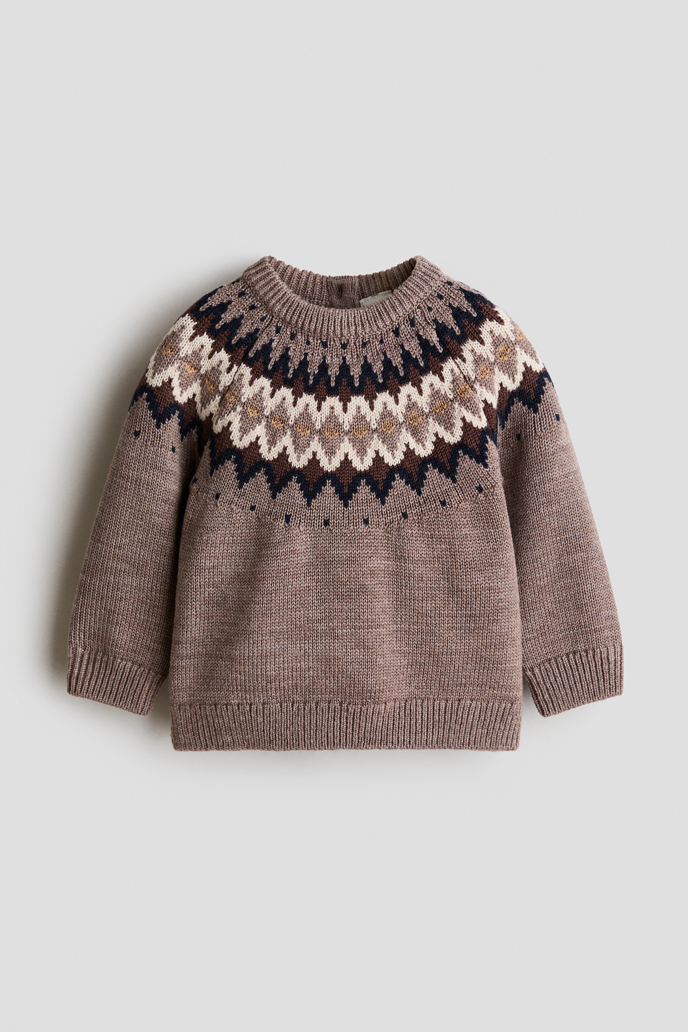 Jacquard-Knit Sweater - Dark beige/patterned