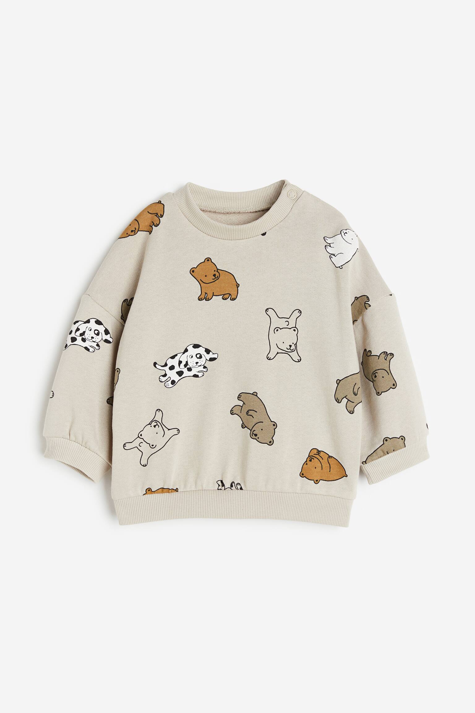 Áo nỉ cotton - Màu be nhạt/Động vật - 1
