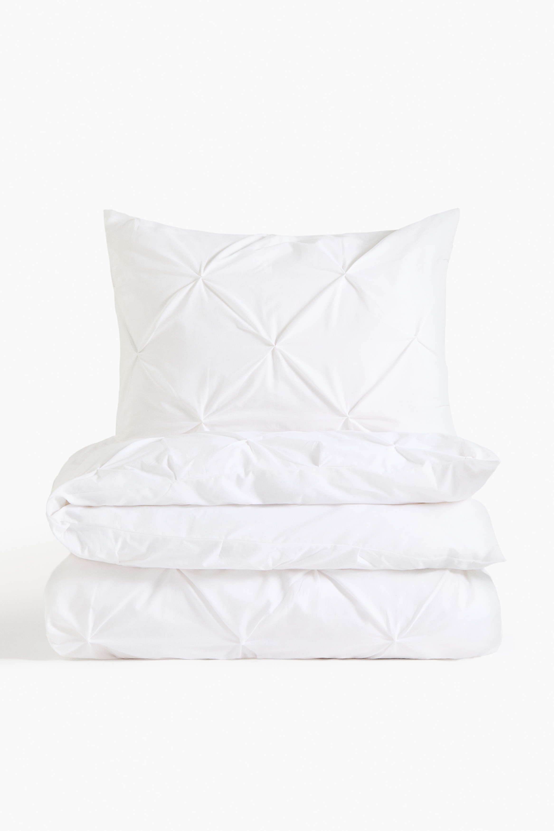 Pintucked Twin Duvet Cover Set - White