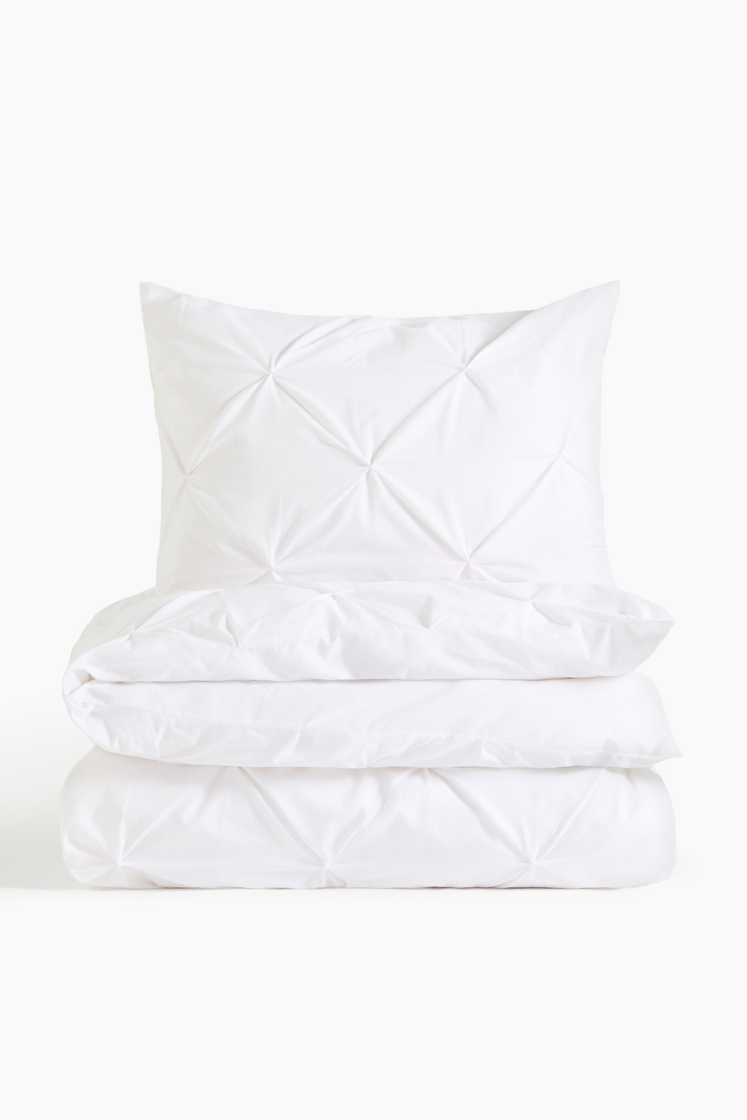 Pintucked single duvet cover set - White - 1