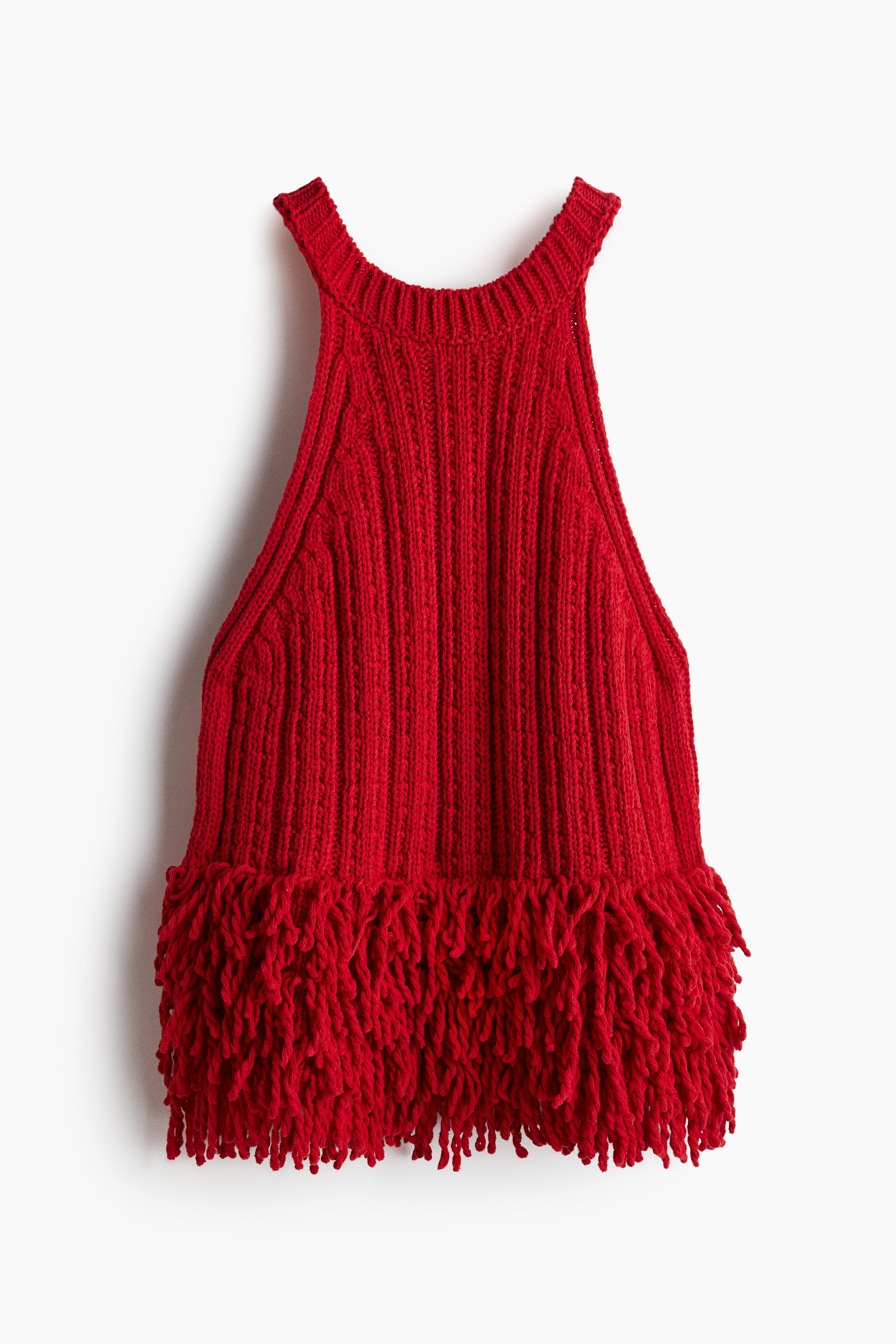 Stricktop mit Fransenbesatz - Rot