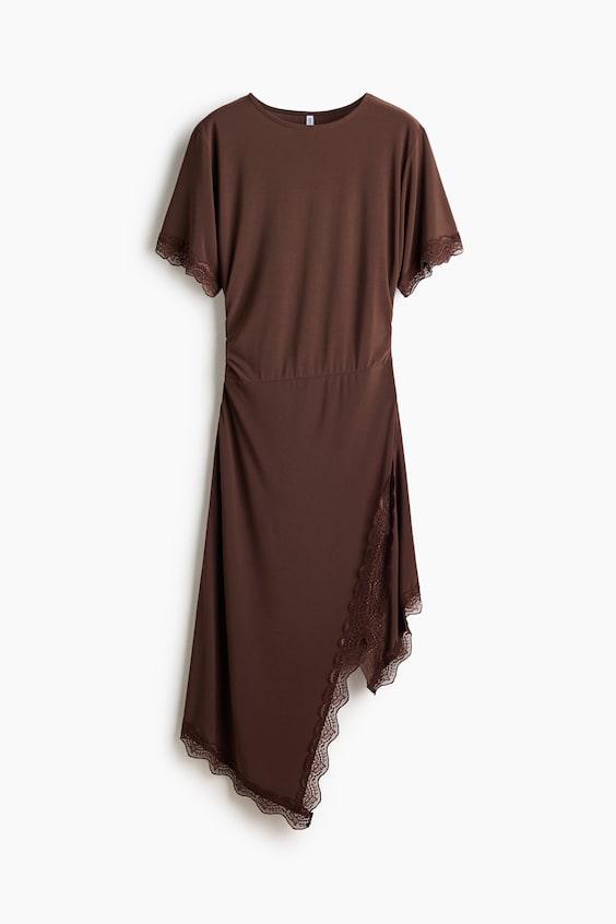 Женские платья H&M Lace-Trimmed Jersey Dress