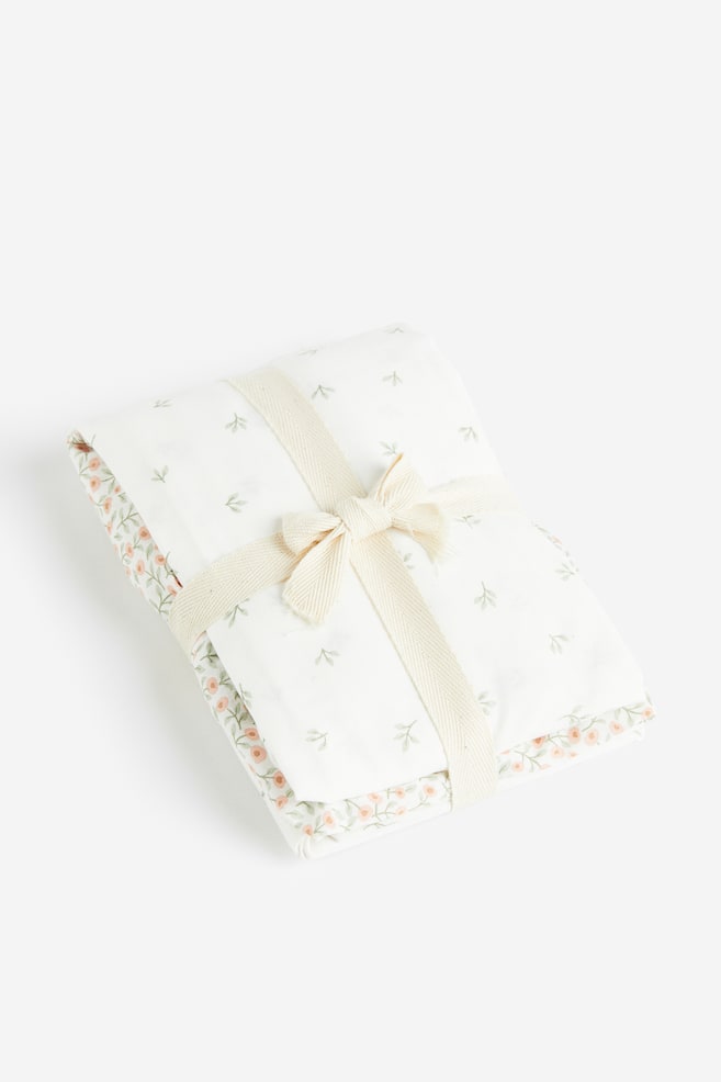 2-pak betræk til puslepude i bomuld - White/Floral/Hvid/Prikket