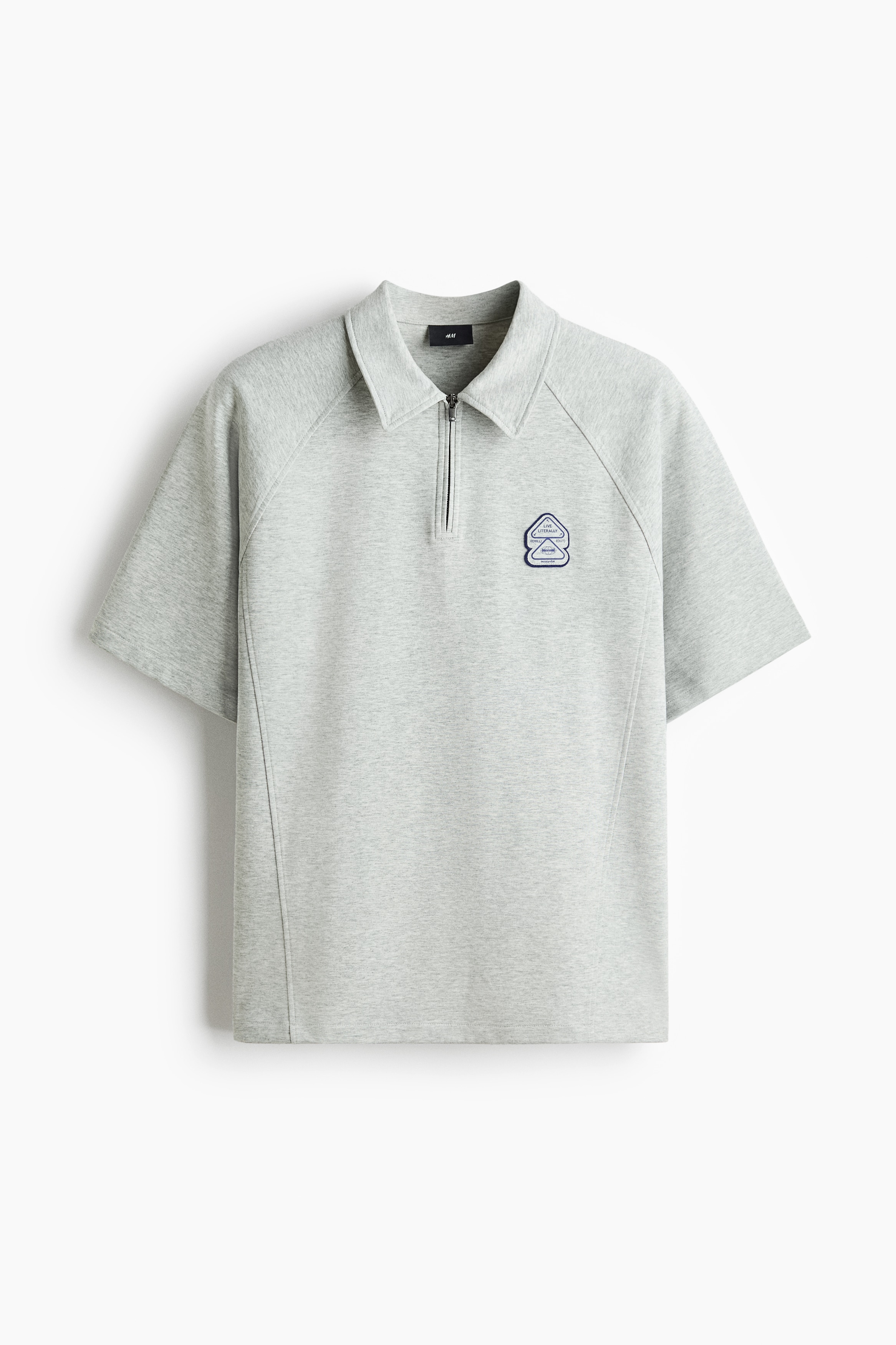 Loose Fit Polo shirt - Light grey marl/Light khaki green