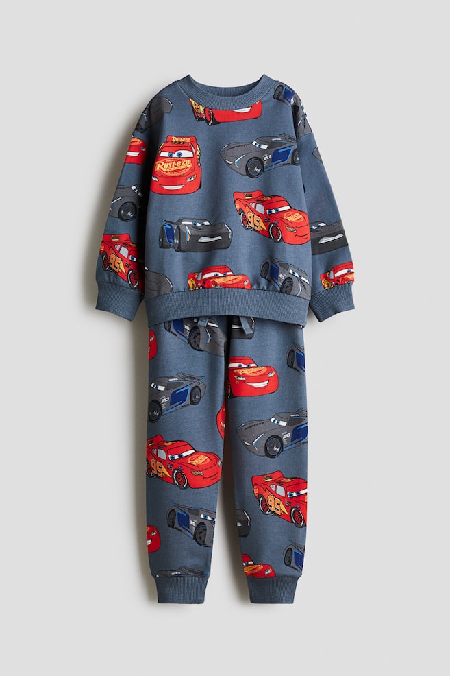 2-teiliges Sweatshirt-Set mit Print - Dunkles Mattblau/Autos/Türkis/Minions/Schwarz/Minecraft/Khakigrün/Jurassic World/Beige/Marvel Comics/Hellbeige/Marvel Comics/Knallblau/Sonic the Hedgehog - 1