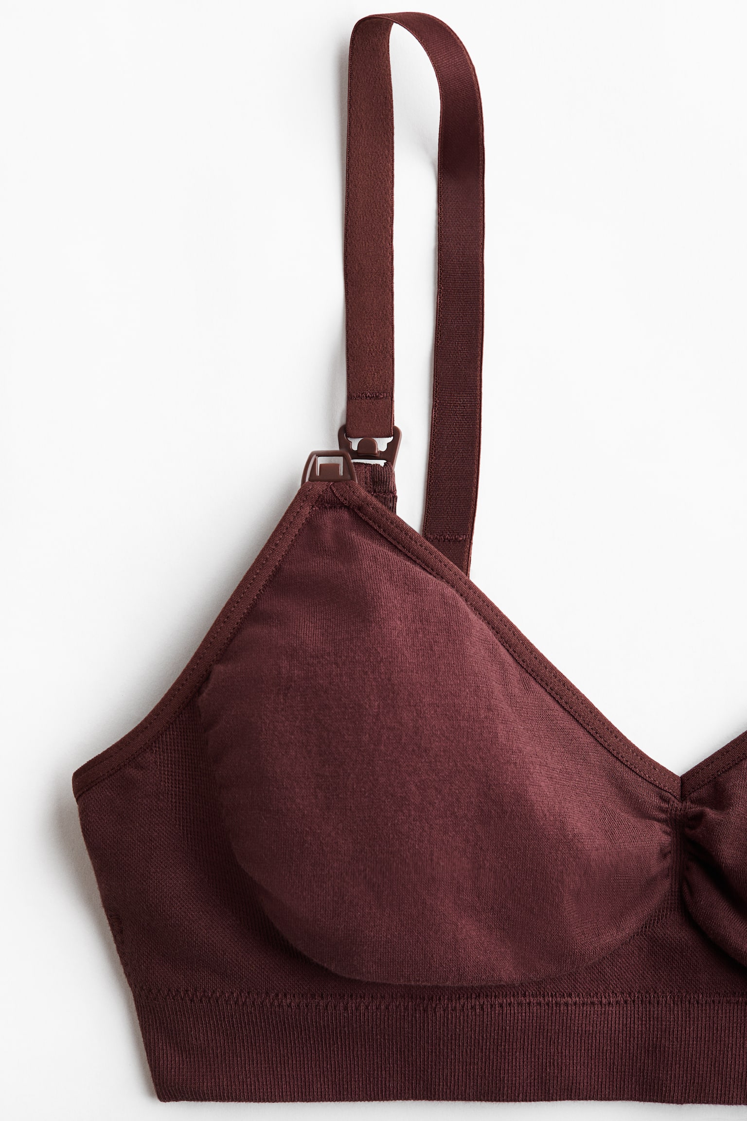 MAMA Seamless Padded cotton-blend nursing bra - Dark brown/Light mole marled/Black - 4