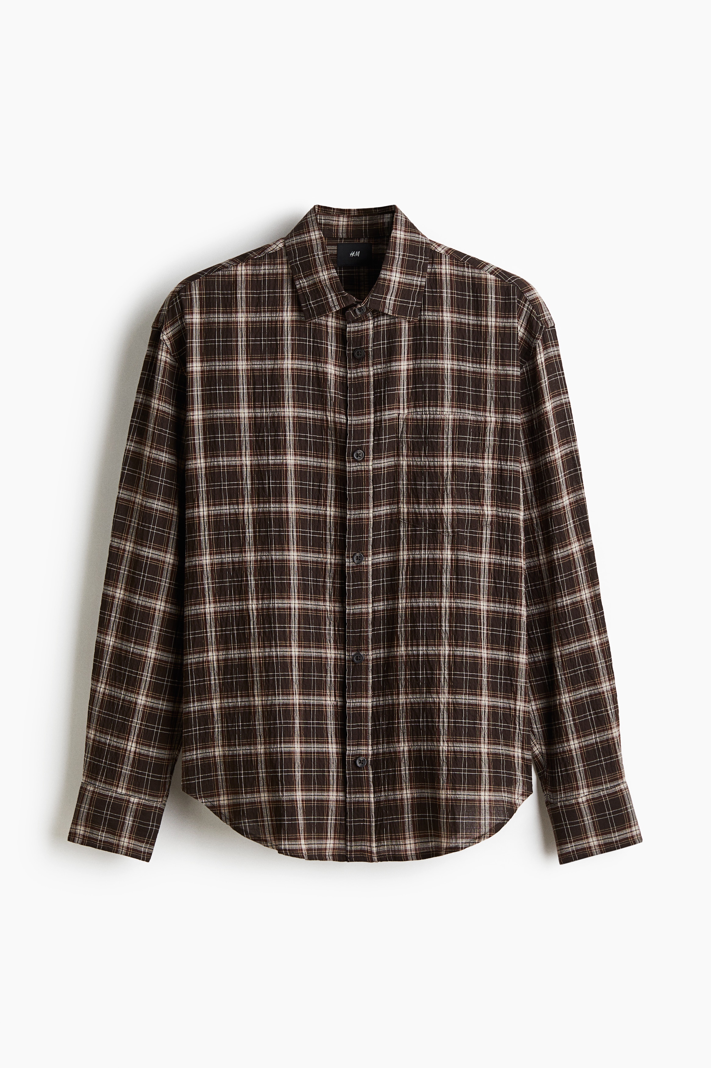 Loose Fit Shirt - Brown/Checked/Beige/Checked