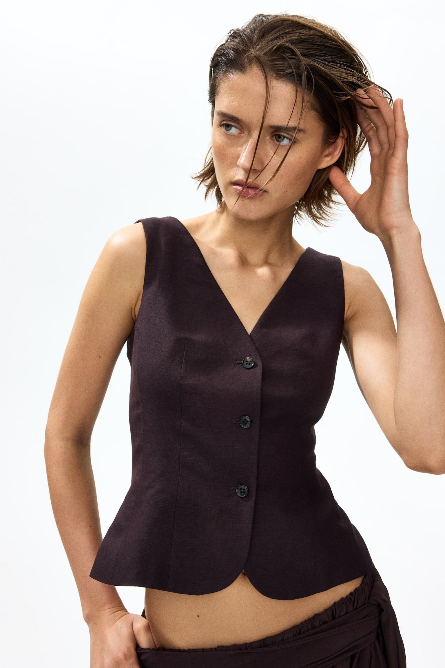Linen-blend waistcoat - 5