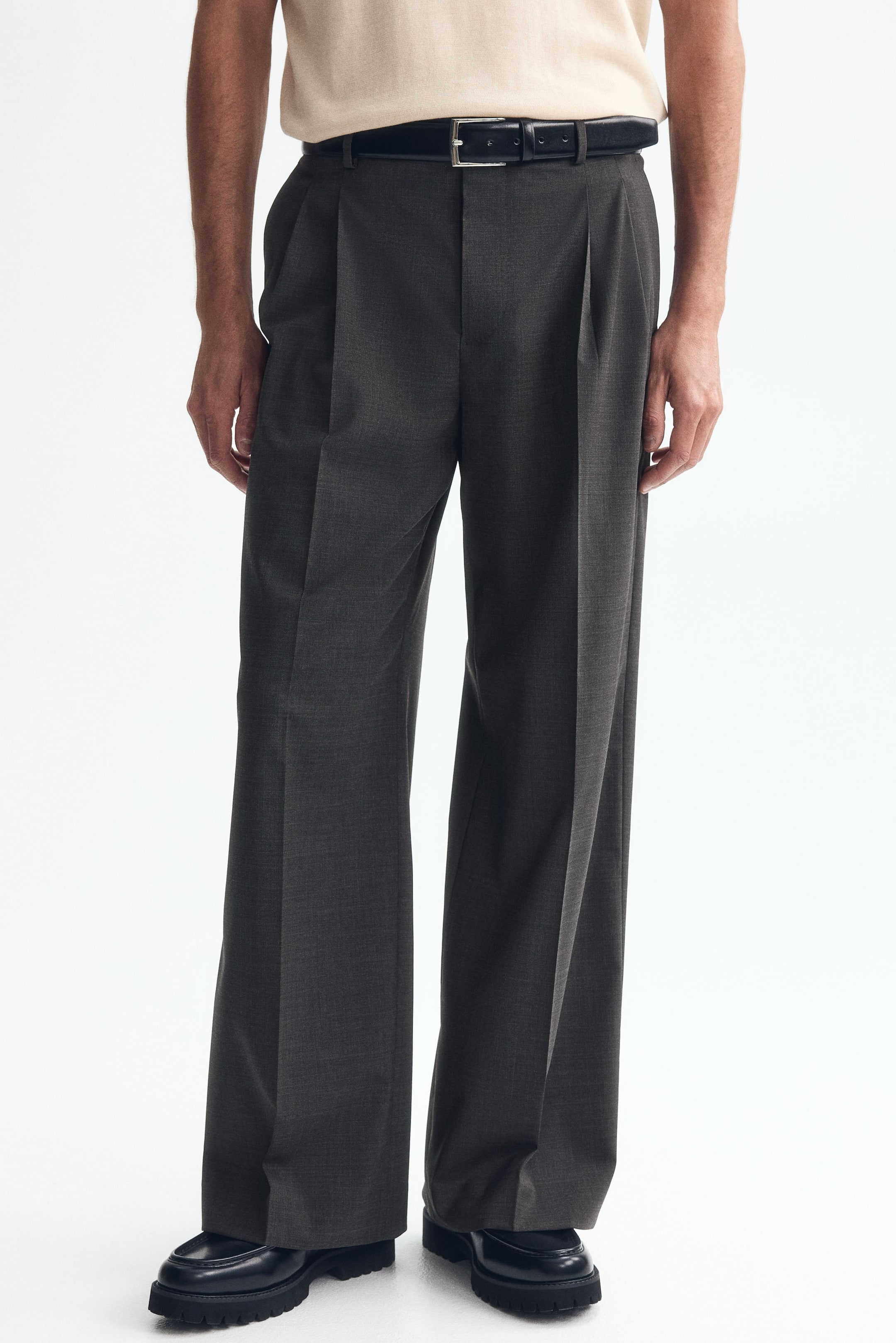 Мужские брюки H&M Loose-Fit Wool-Blend Tailored Pants — фото 4