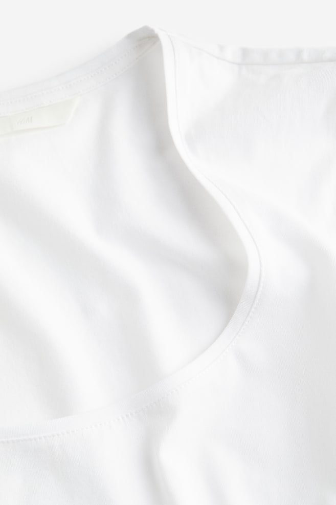 T-shirt à encolure dégagée - Blanc/Noir/Bleu - 5