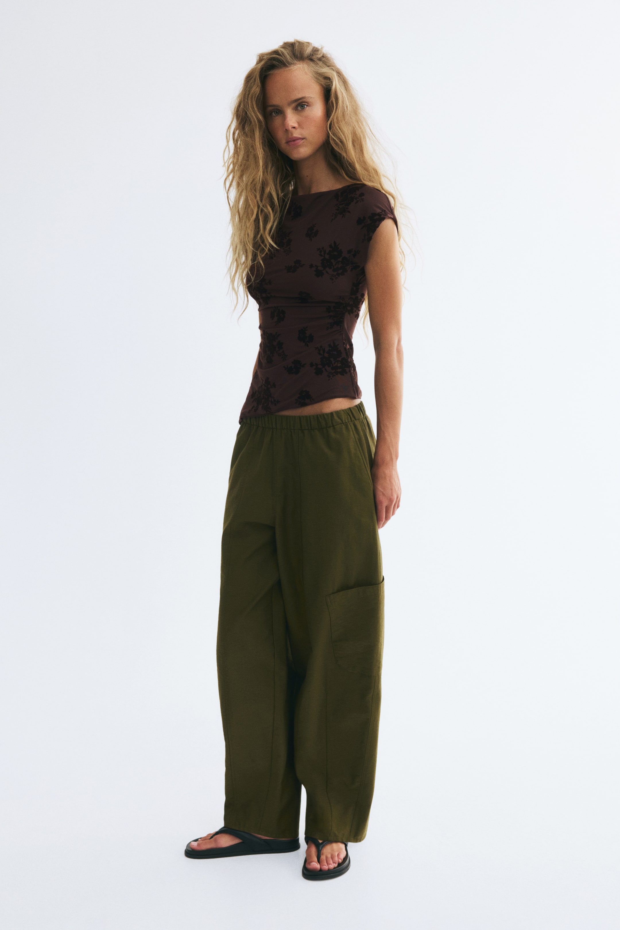 Asymmetric Flock-Print Top