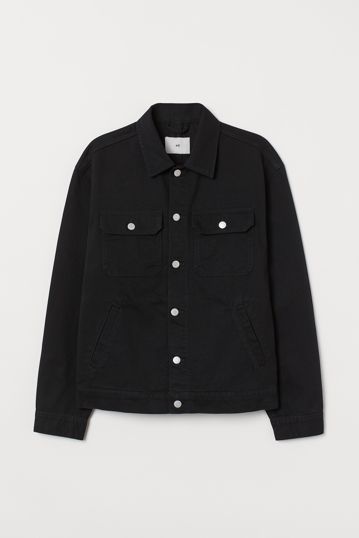 Cotton Twill Jacket - Long sleeve - Black - Men | H&M US