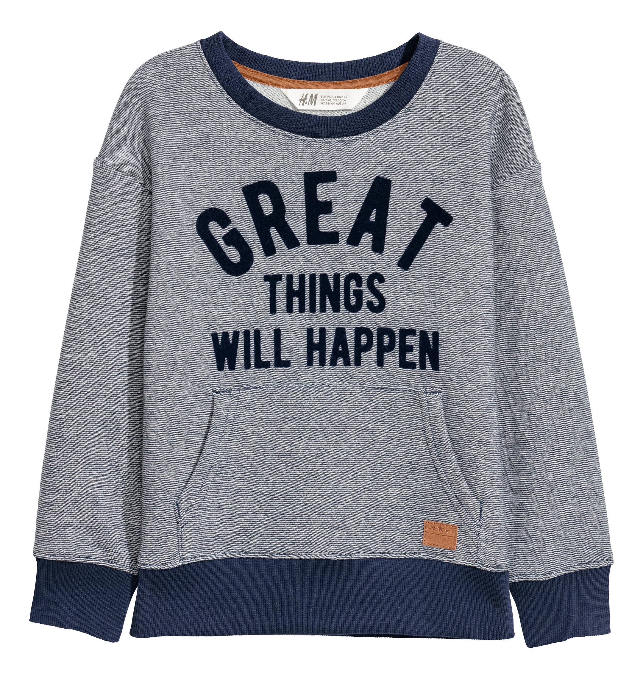 View larger image: Printed sweatshirt - Dark blue/Great Things - Kids | H&M GB 1