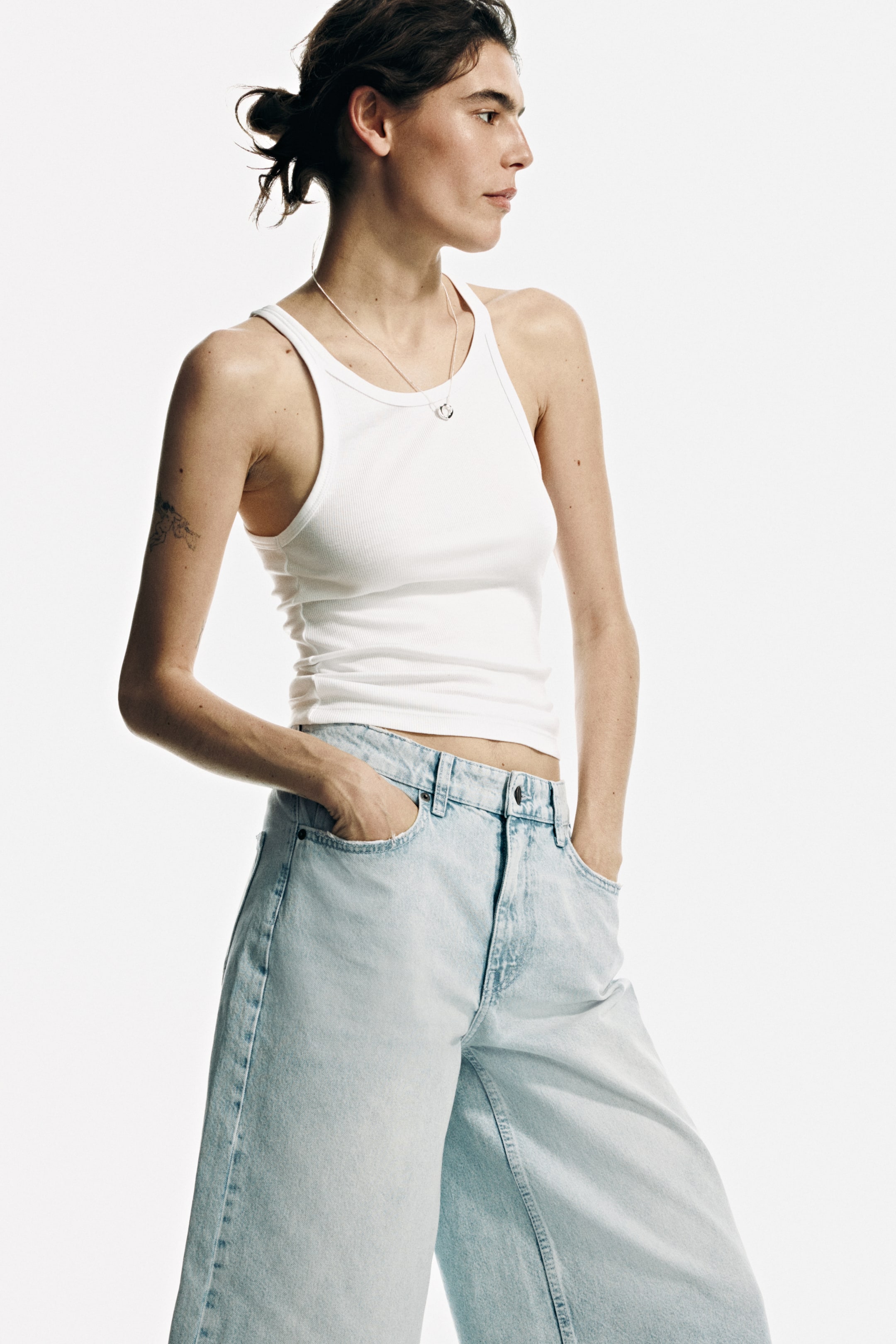 Wide-Leg Regular-Waist Culotte Jeans