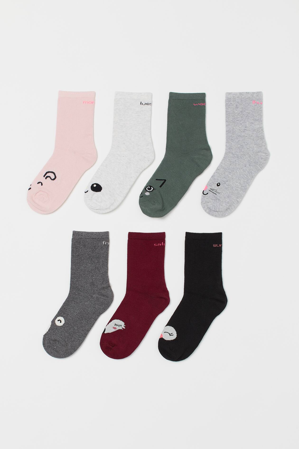 7-pack Socks - Light pink/days of the week - Kids | H&M US