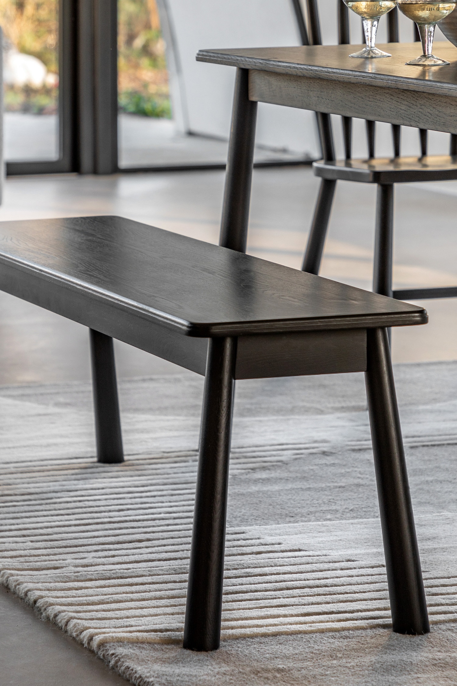 Wooden Dining Bench - Black/Light Wood