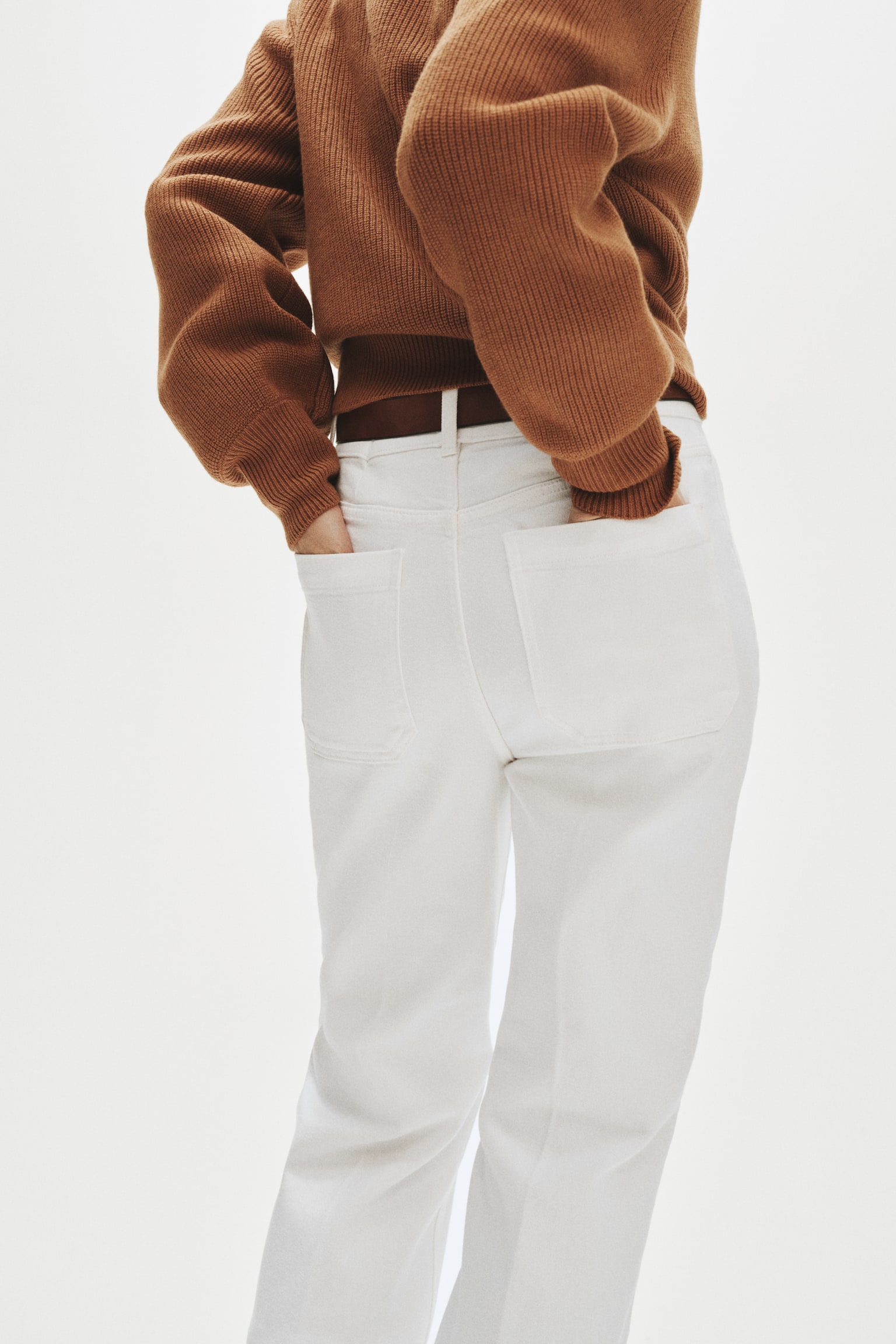 Flared twill trousers - White - 8