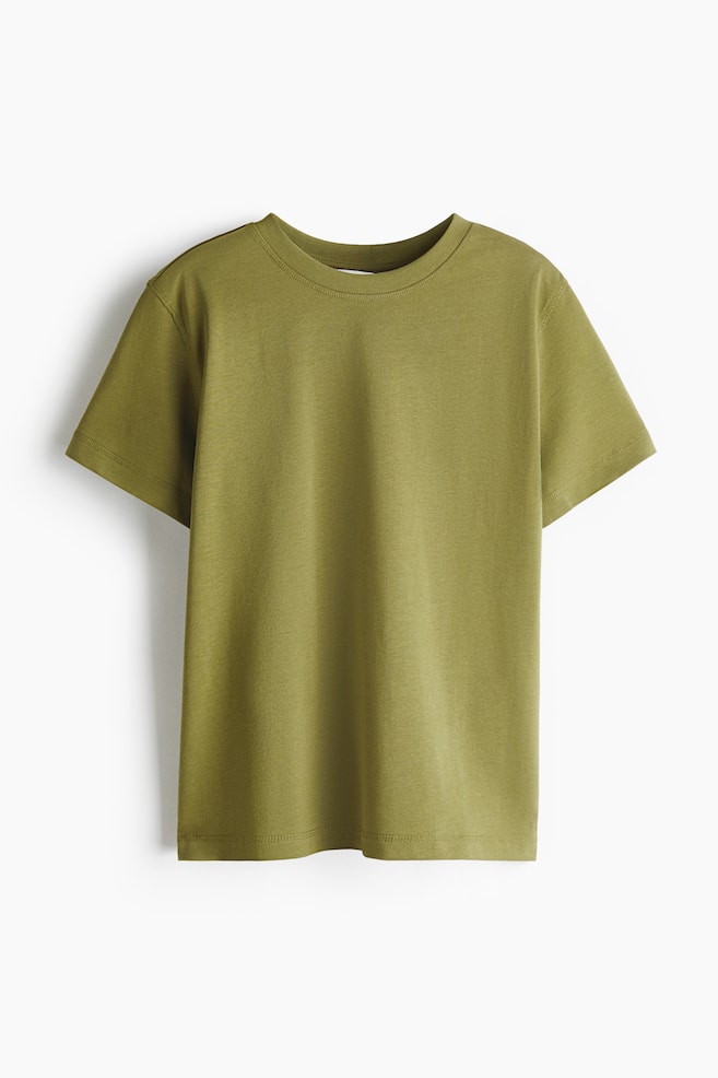 T-shirt oversize en coton - Vert olive/Blanc/Beige clair/Noir/Rose clair/Marron - 1