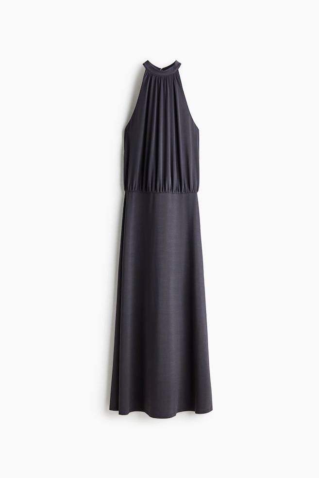 Gathered open-back dress - Dark mole - 1