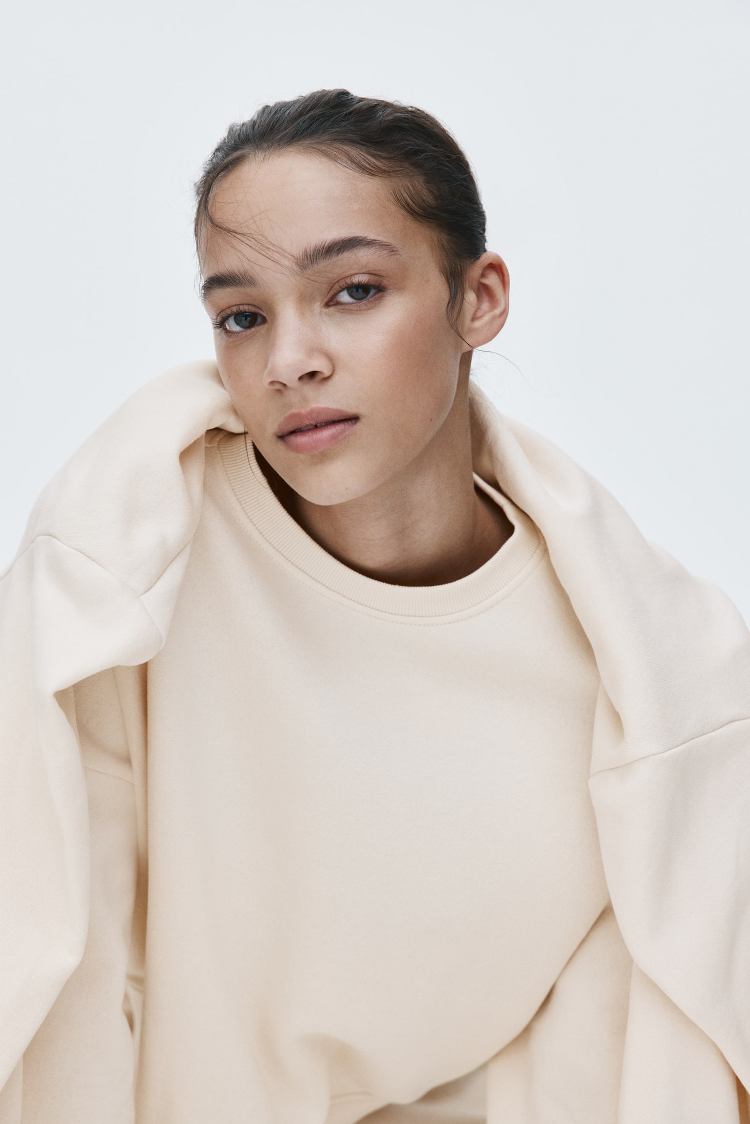 2-piece sweatshirt set - Light beige/Dark green/Black - 5