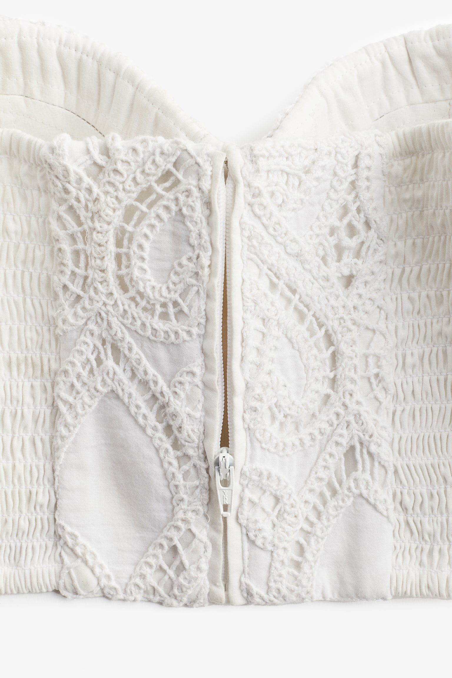 Embroidered Bustier Top - White - 5