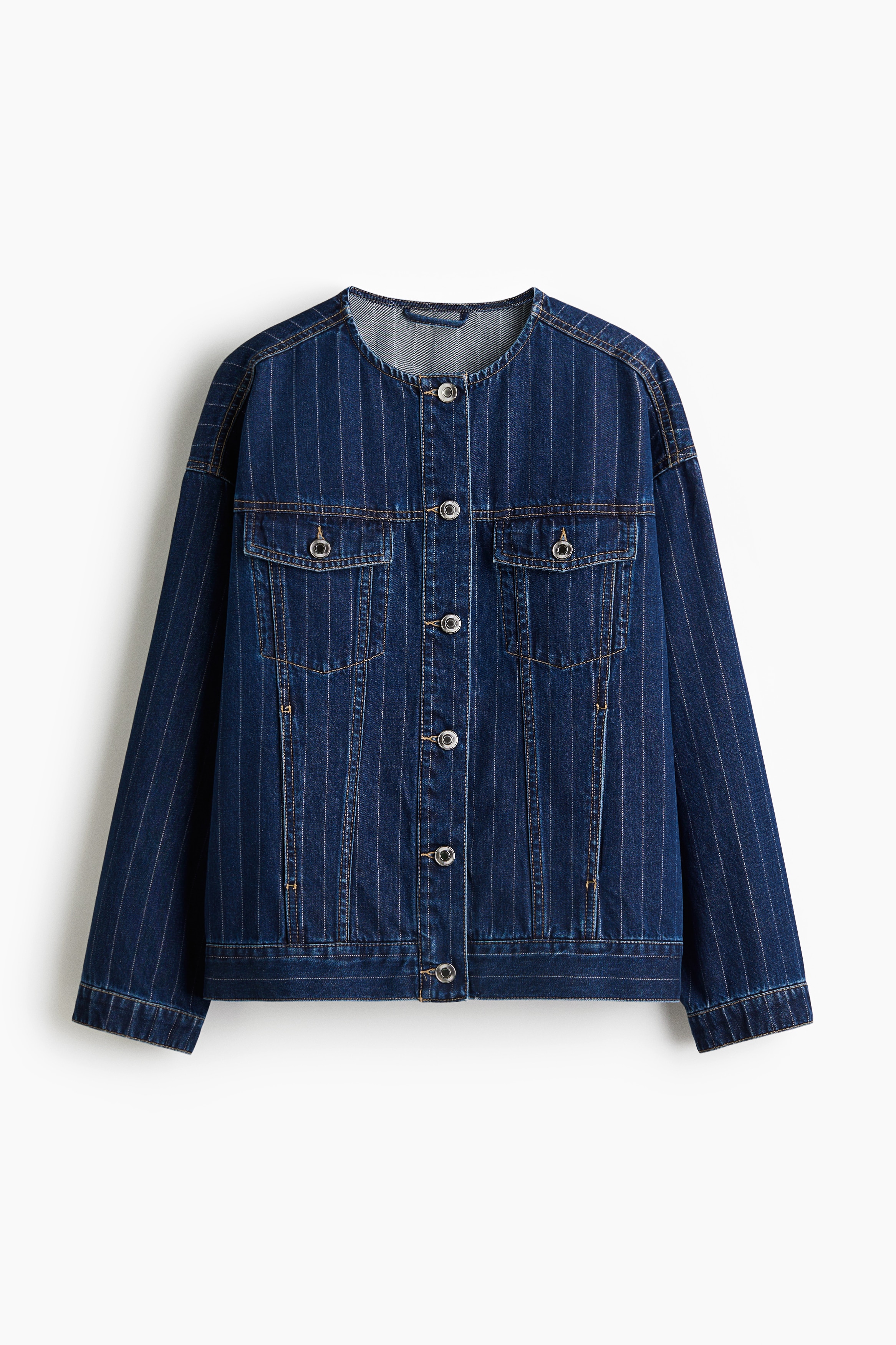 Denimjakke - Denimblå/Krittstripet