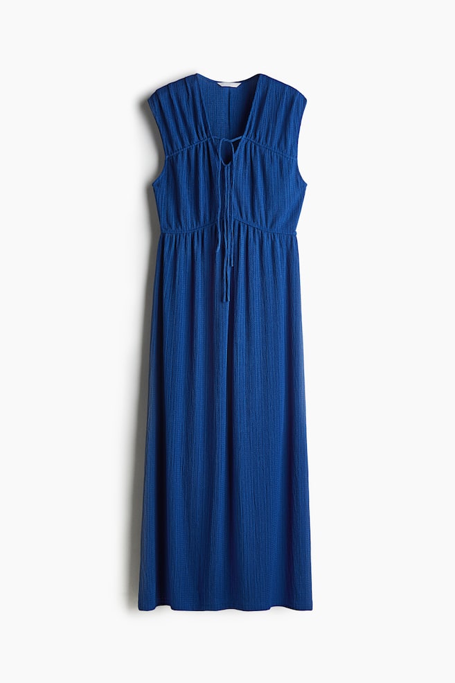 Robe avec détails à nouer - Bleu foncé/Beige clair - 1