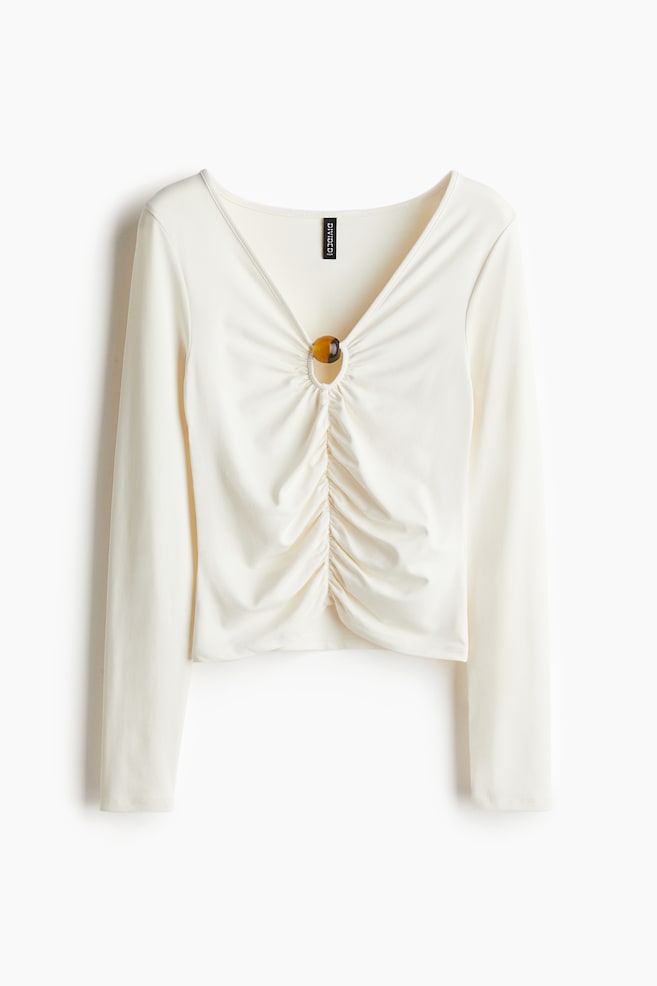 Gathered Cutout Top - Cream - 1